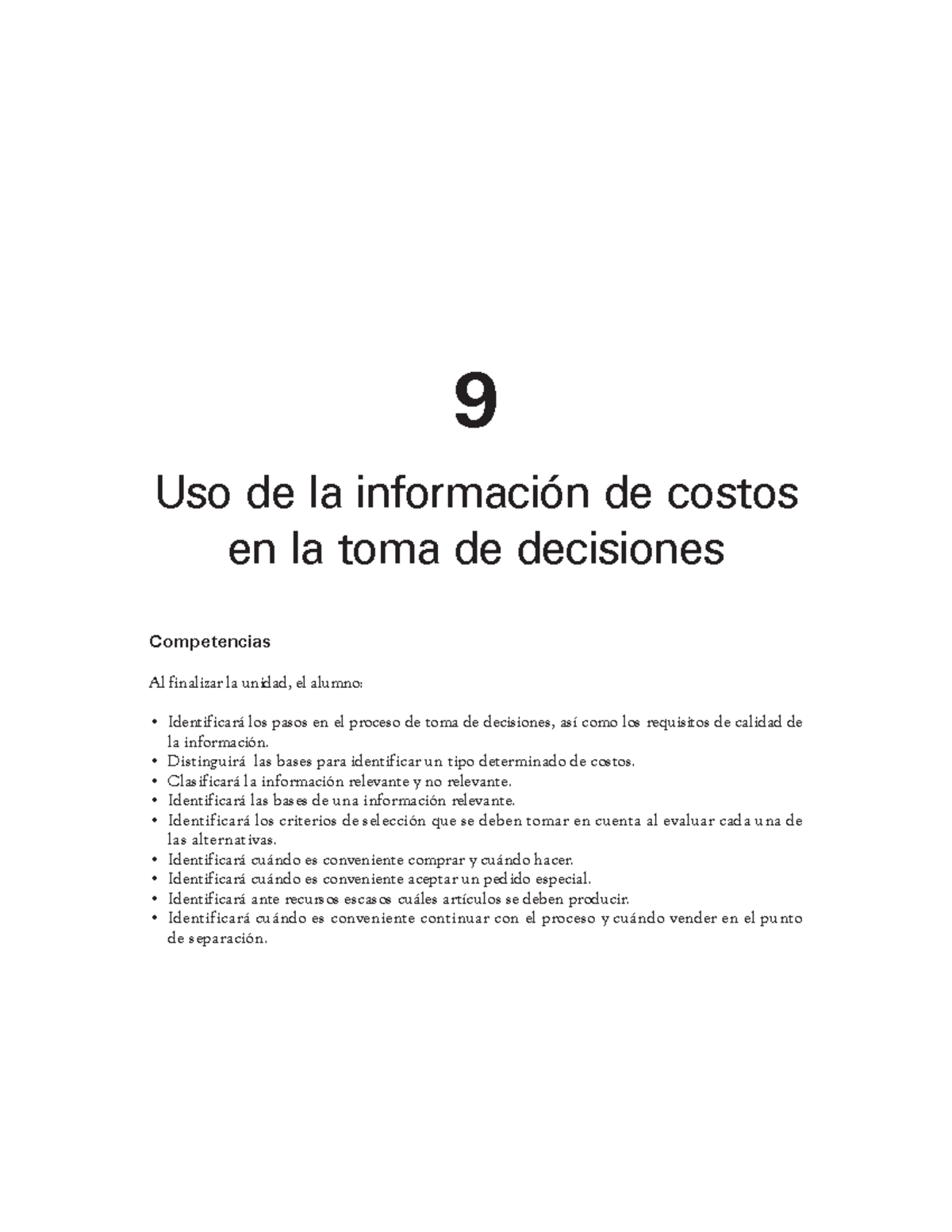 Ejercicios Costos Tomas De Decisiones 9 Uso De La Informaci n De 