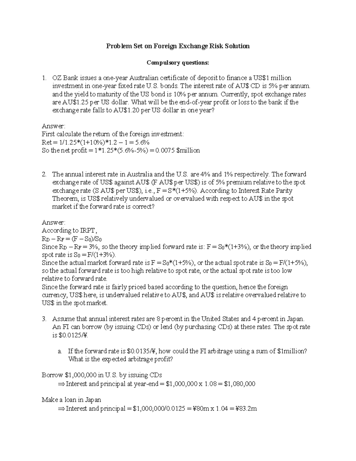 Foreign Exchange Risk Study Document - Studocu