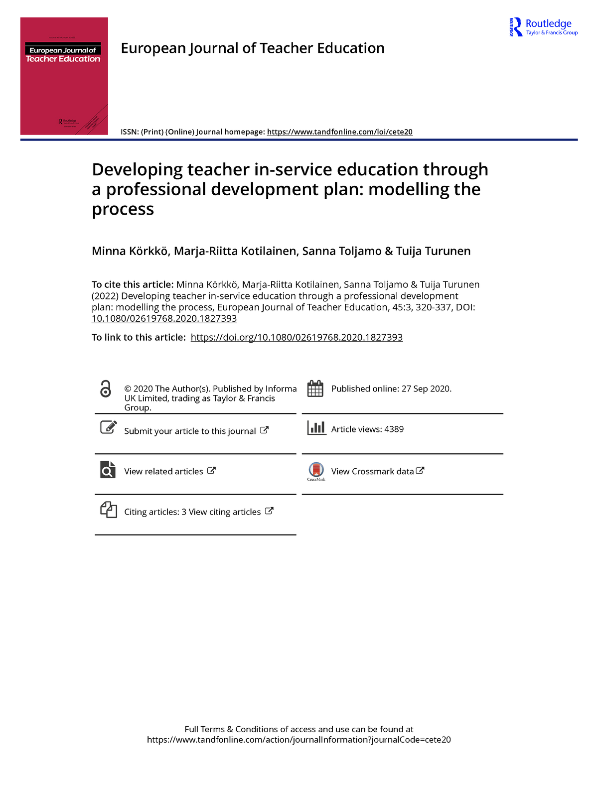 Developing Teacher In Service Education Through A Professional ...