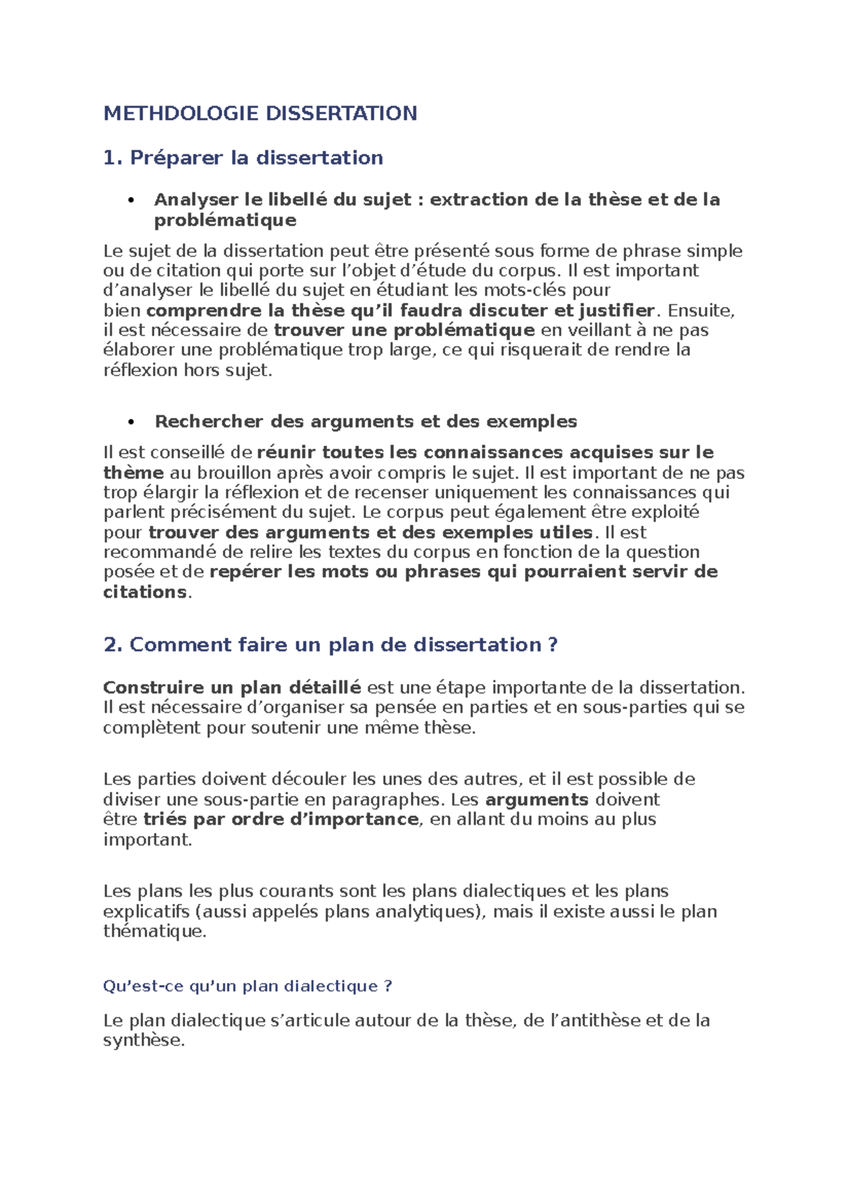 Methdologie Dissertation - METHDOLOGIE DISSERTATION 1. Préparer La ...