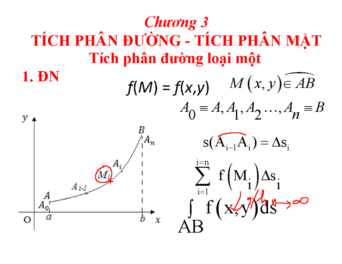 Tp đường slide PDF - Chương 3 TÍCH PHÂN ÐƯỜNG - TÍCH PHÂN MẶT Tích phân ...