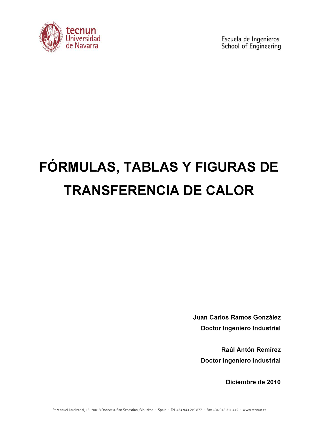 Fórmulas, Tablas Y Figuras DE Transferencia DE Calor - F”RMULAS, TABLAS ...