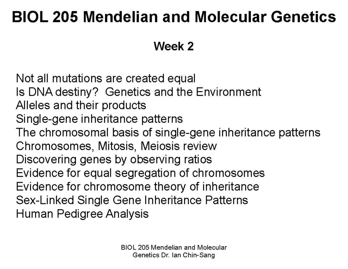 BIOL 205 Week 2 lecture notes - Biol 205 - queensu - Studocu