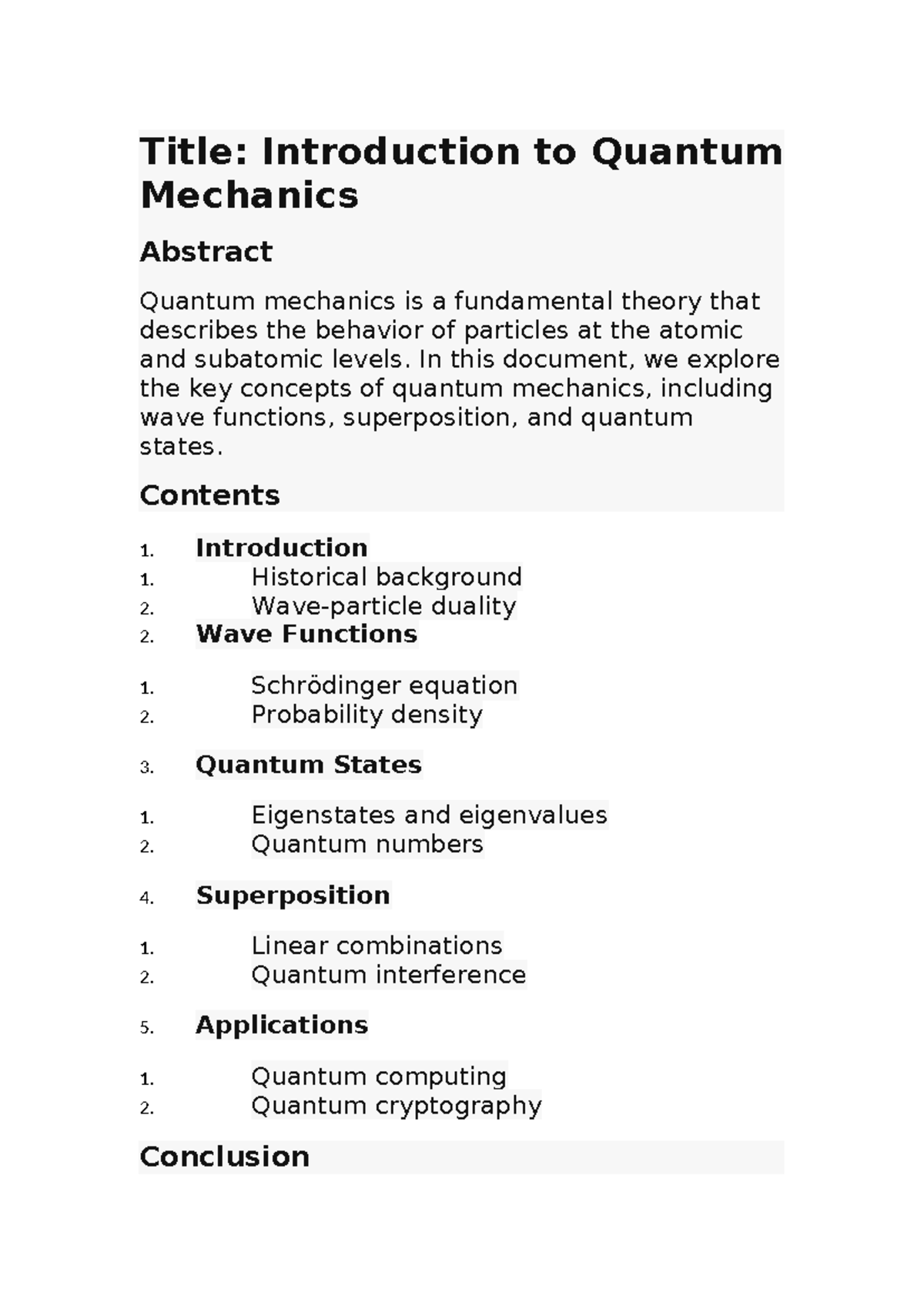 Quantum 102: Key Concepts in Quantum Mechanics and Applications - Title ...