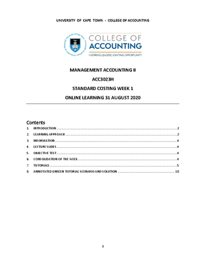 Management Accounting II Test 1 Scenario - ACC3023H MANAGEMENT ...