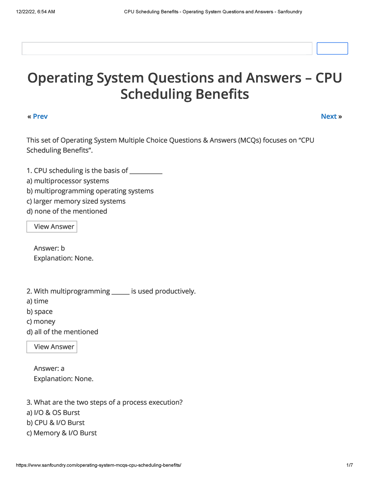 2CPU Scheduling Benefits - Operating System Questions And Answers ...