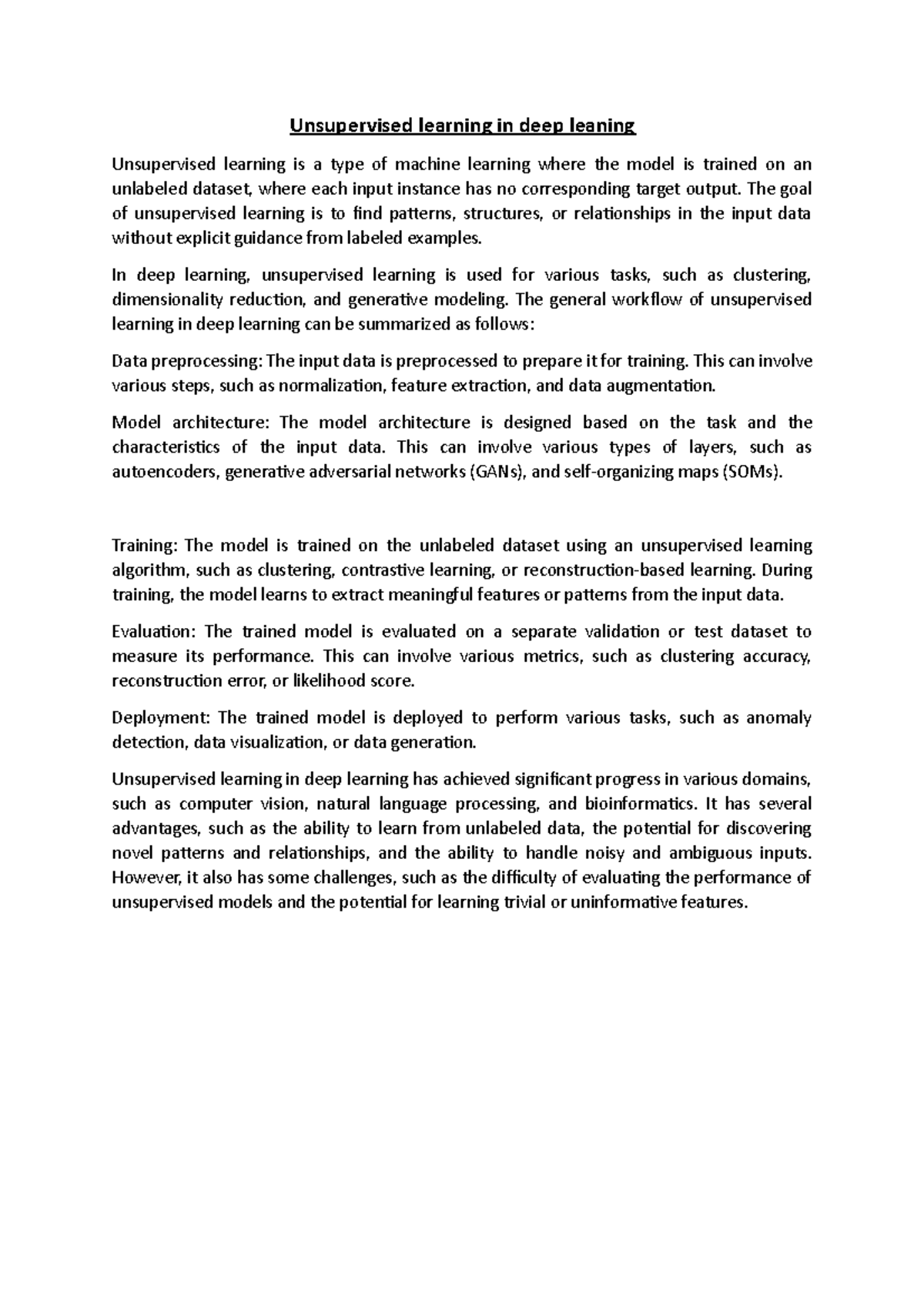 Unsupervised learning - The goal of unsupervised learning is to find ...