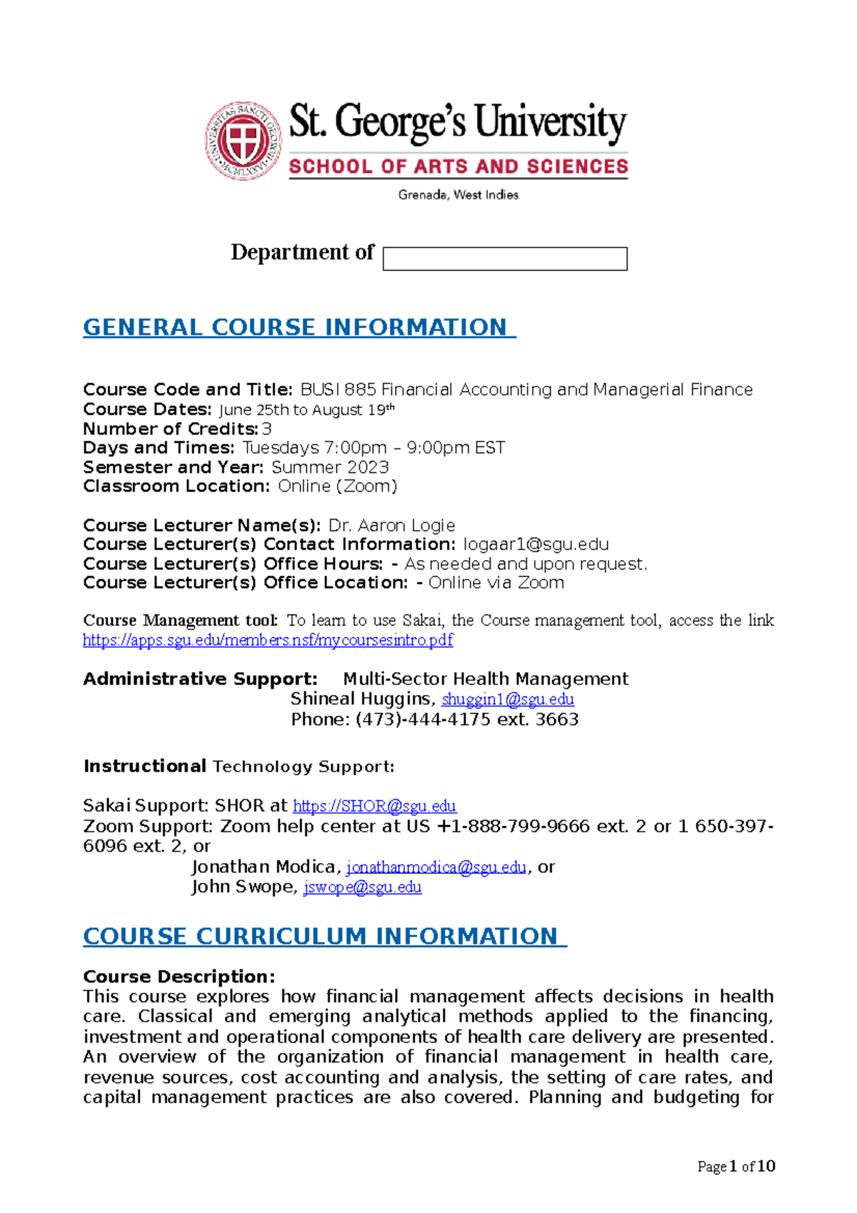 BUSI 885 Spring 2023 - MHM ammended - Department of GENERAL COURSE ...