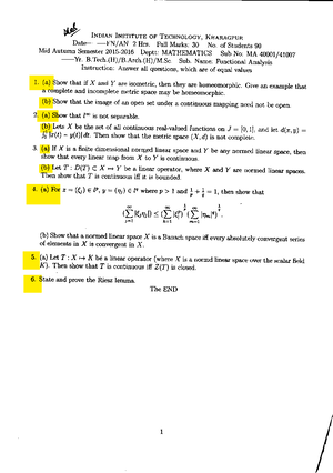 Pre-Midsem notes - Functional Analysis - Studocu