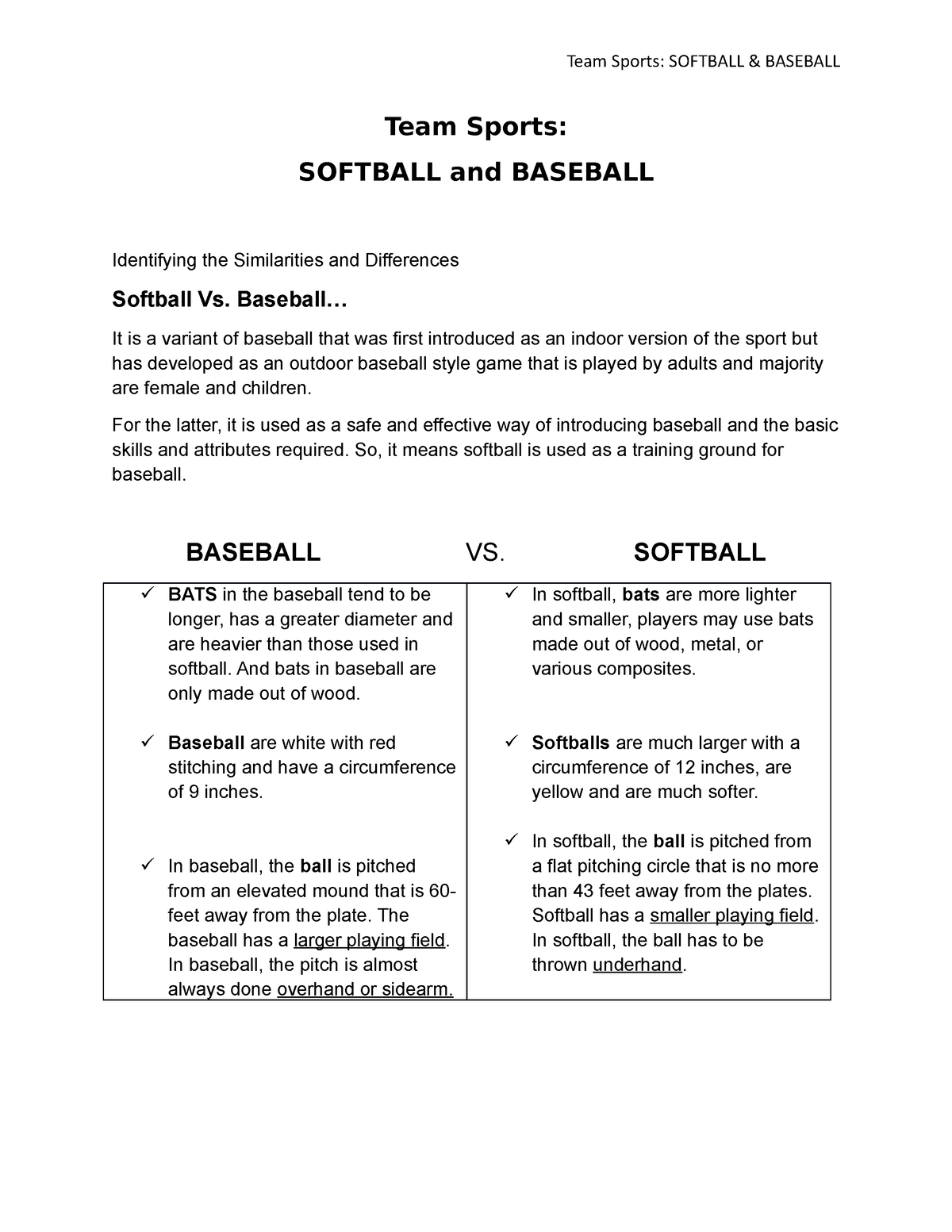 Team Sports Softball & Baseball - Team Sports: SOFTBALL & BASEBALL Team ...