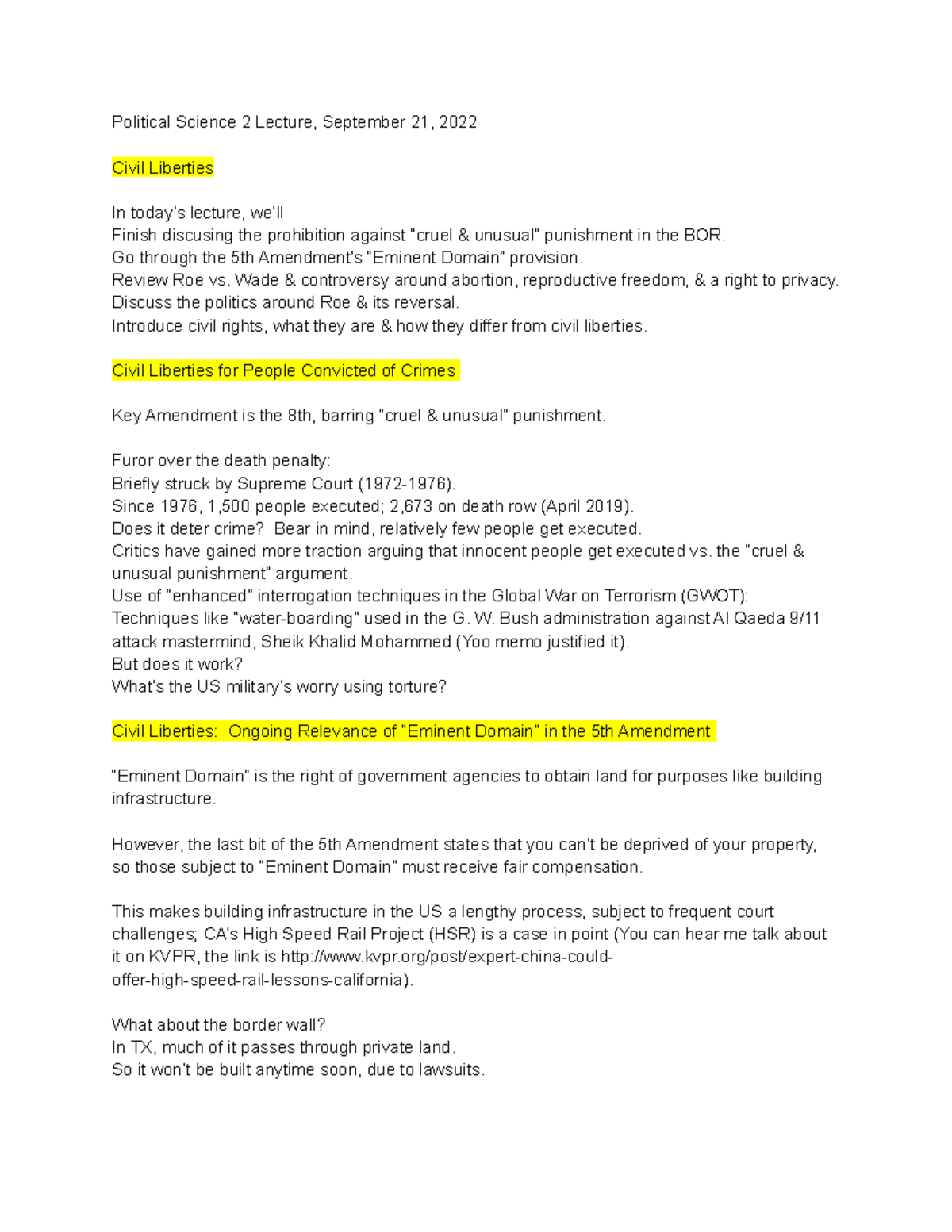 Plsi 9-21 - PLSI Prof Garst. Exam is based off of notes. - Political ...
