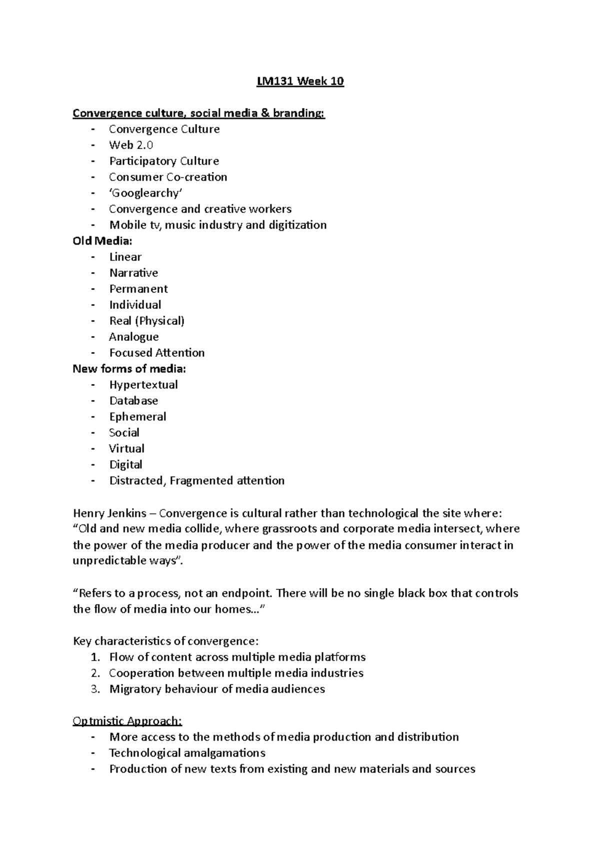 LM131 Week 10 - Week 10 Lecture Notes - LM131 Week 10 Convergence ...