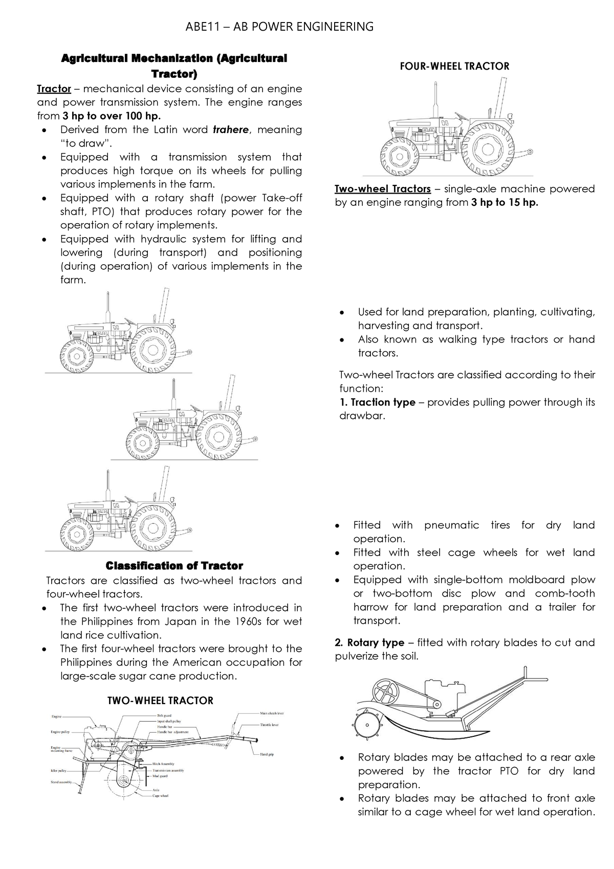 AB Power Engineering Notes WITH Problem AND Solution - TWO-WHEEL ...