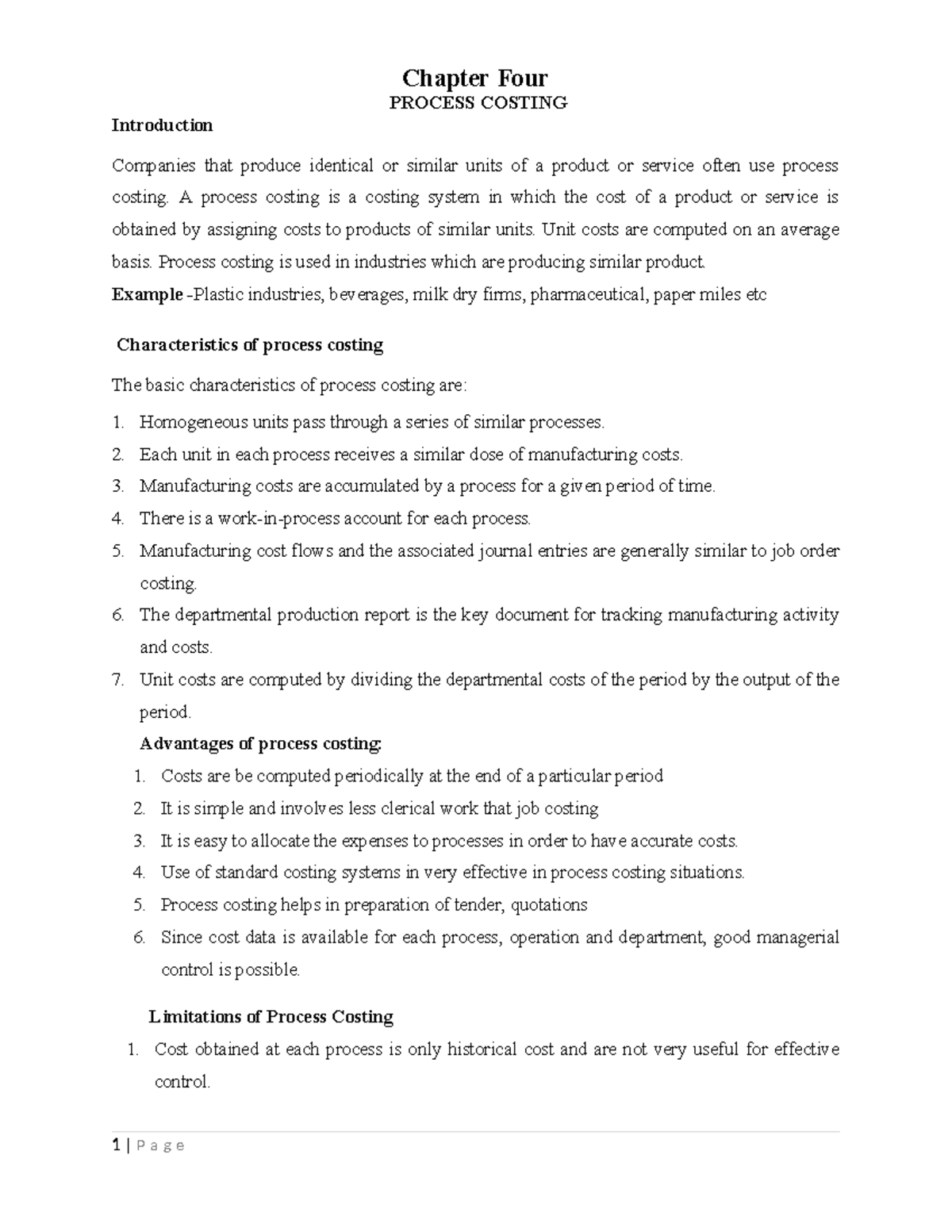 Process costing - Chapter Four PROCESS COSTING Introduction Companies ...