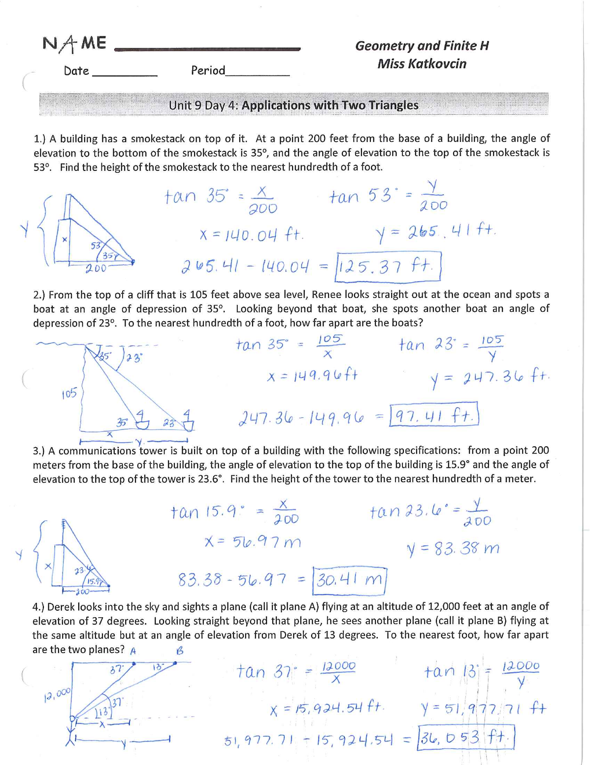 geometry unit 9 lesson 2 homework