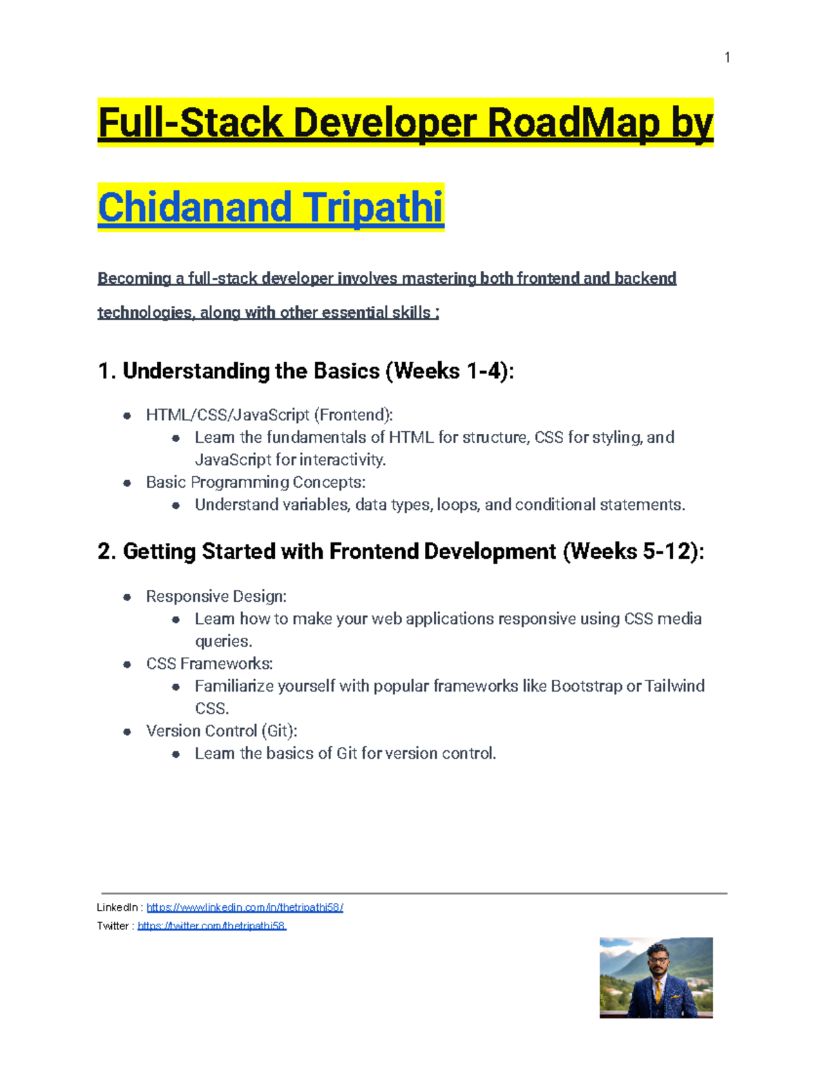 Full-Stack Developer Road Map by Chidanand Tripathi - Full-Stack ...