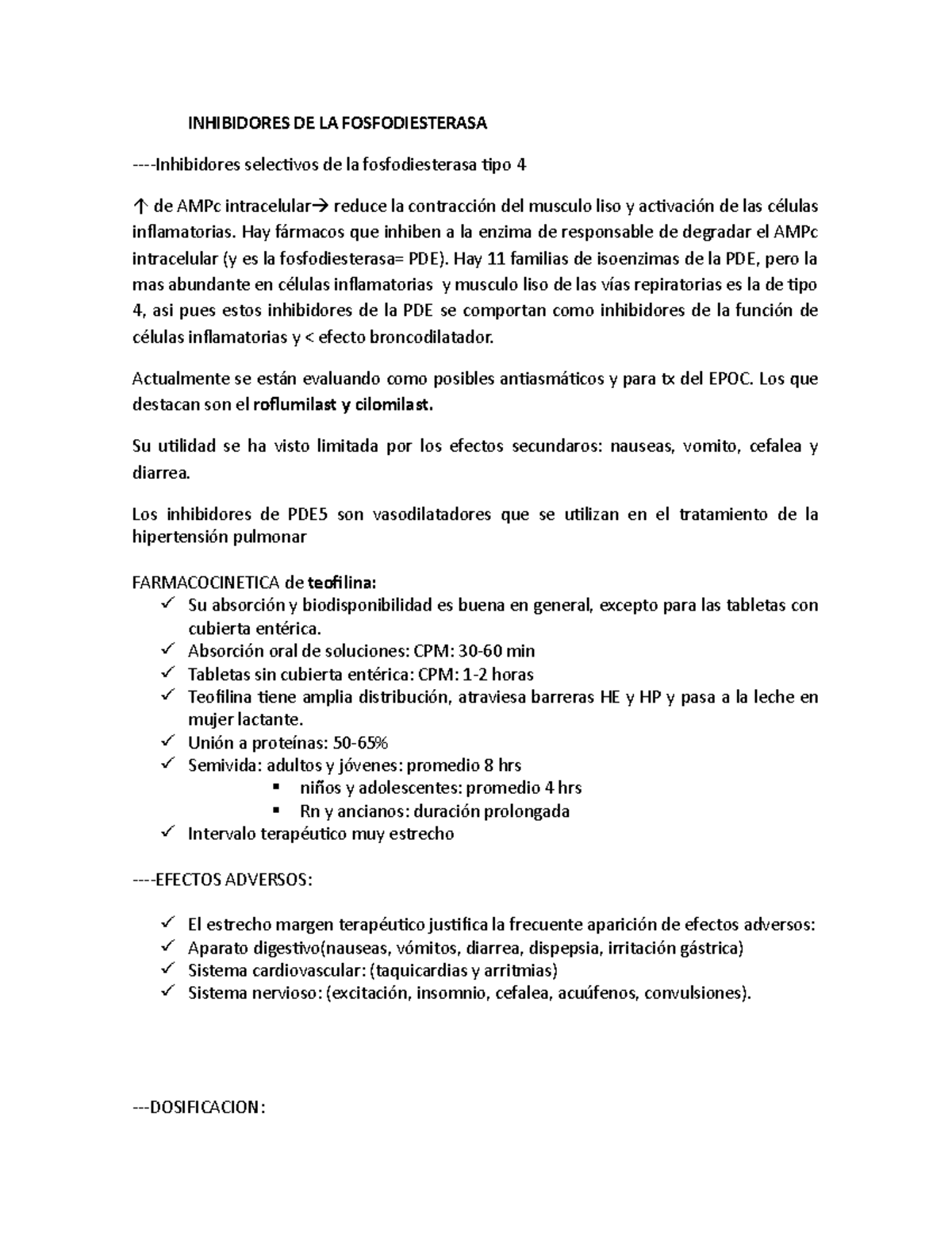 Inhibidores DE LA Fosfodiesterasa tipo 4 StuDocu