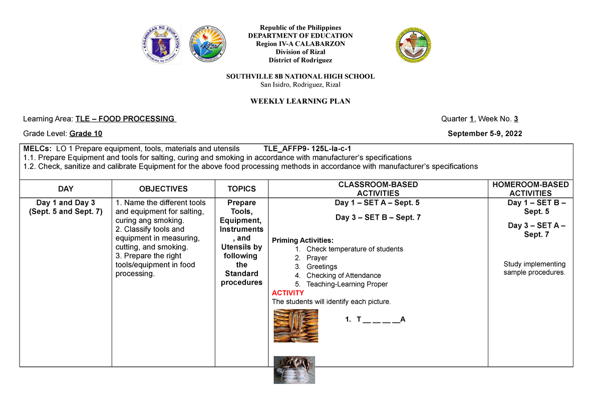 Wlp Week 4 Wlp Republic Of The Philippines Department Of Education Region Iv A Calabarzon 7205