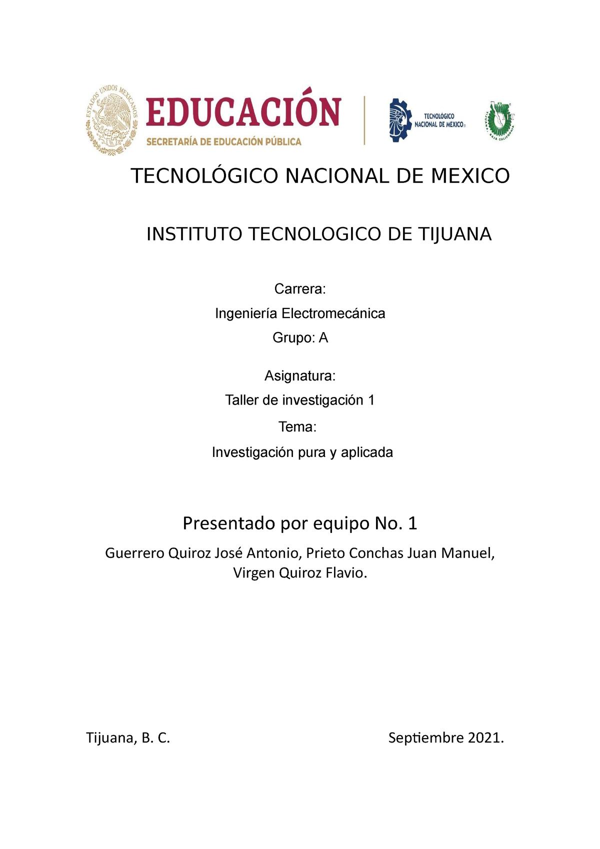 Investigacion pura y aplicada - TECNOLÓGICO NACIONAL DE MEXICO ...