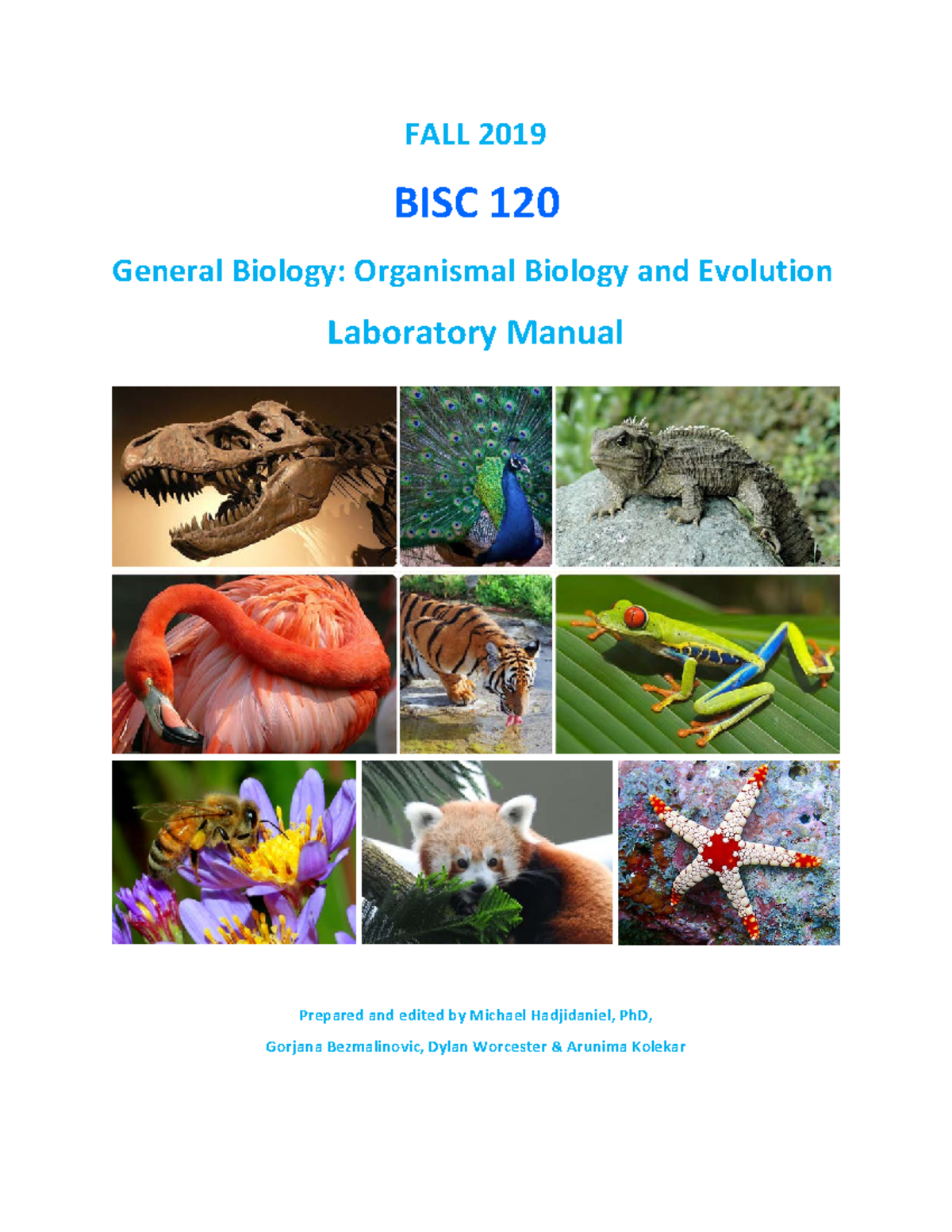FALL 2019 BISC 120 lab manual FALL 2019 BISC 120 General Biology
