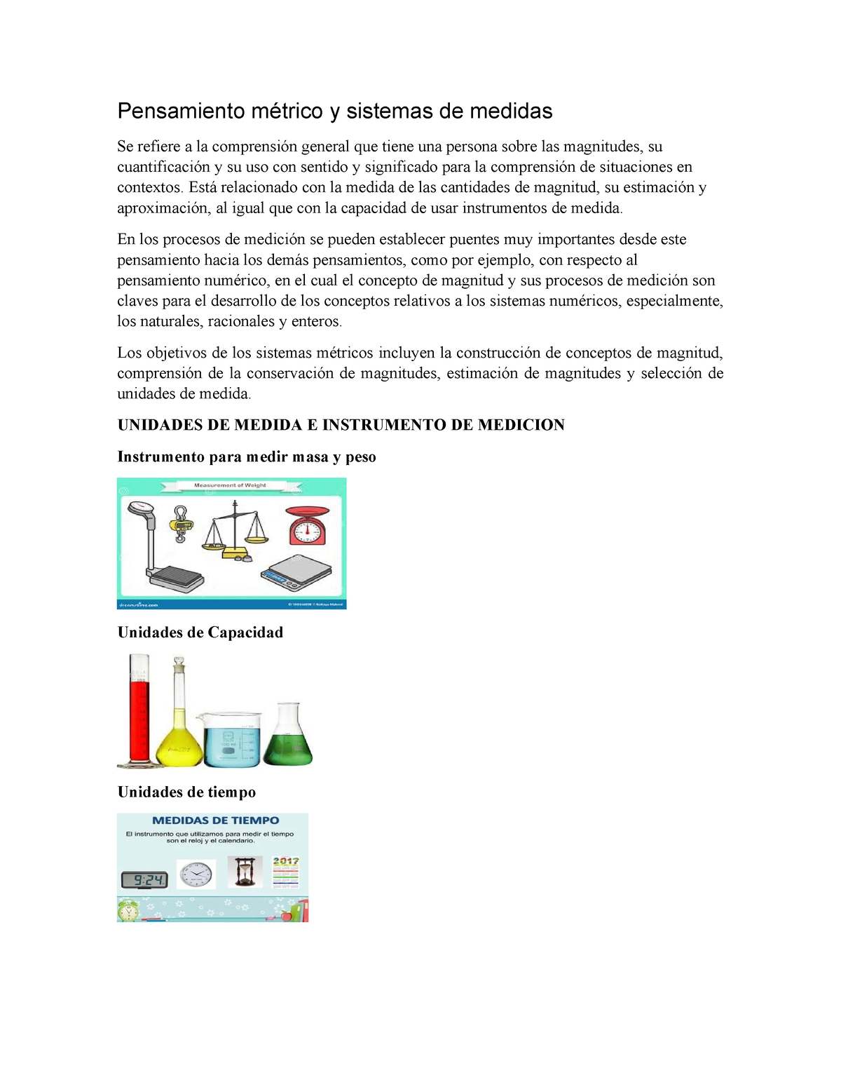 Pensamiento Metrico Y De Medidas Pensamiento Métrico Y Sistemas De Medidas Se Refiere A La