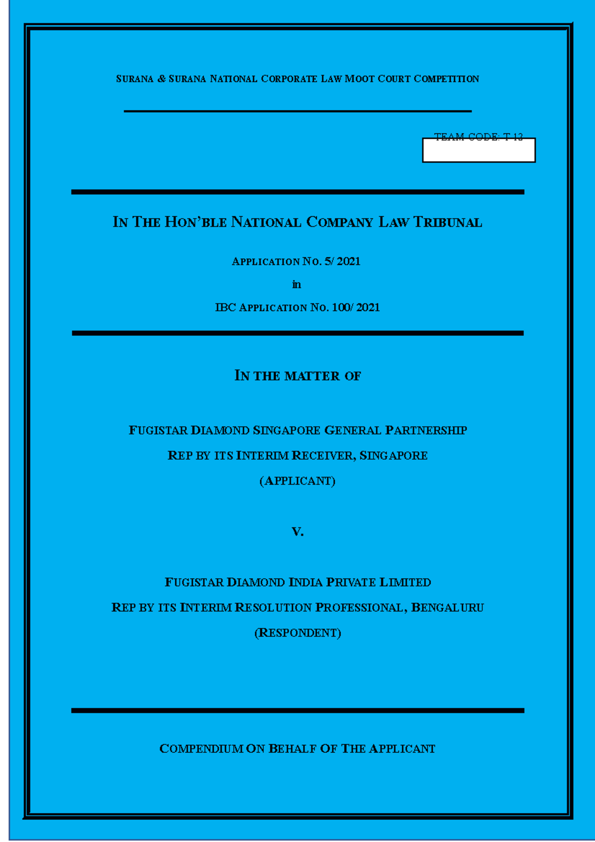 Compendium Petitioner Final SURANA SURANA NATIONAL CORPORATE LAW