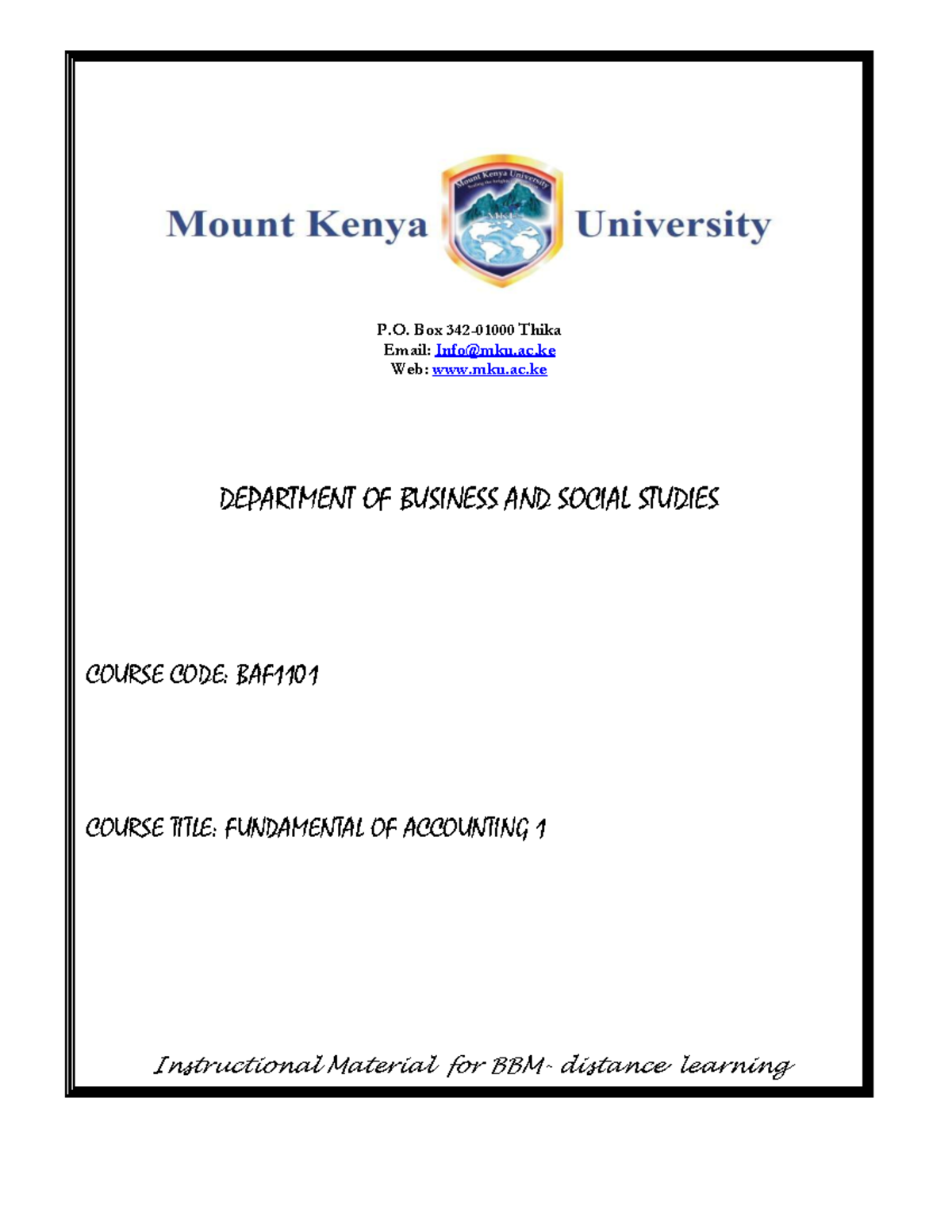 + Fundamentals+OF+ Accounting+1(BAF1101)-1-1 - P. Box 342-01000 Thika ...