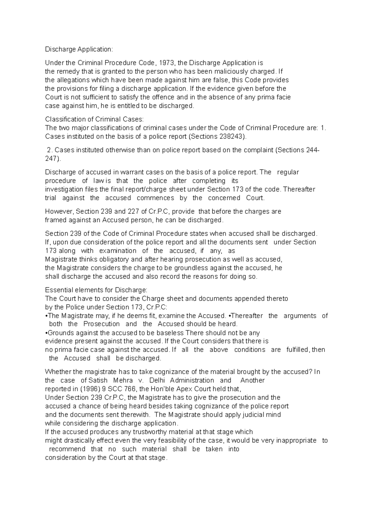 Discharge Application - If the allegations which have been made against ...