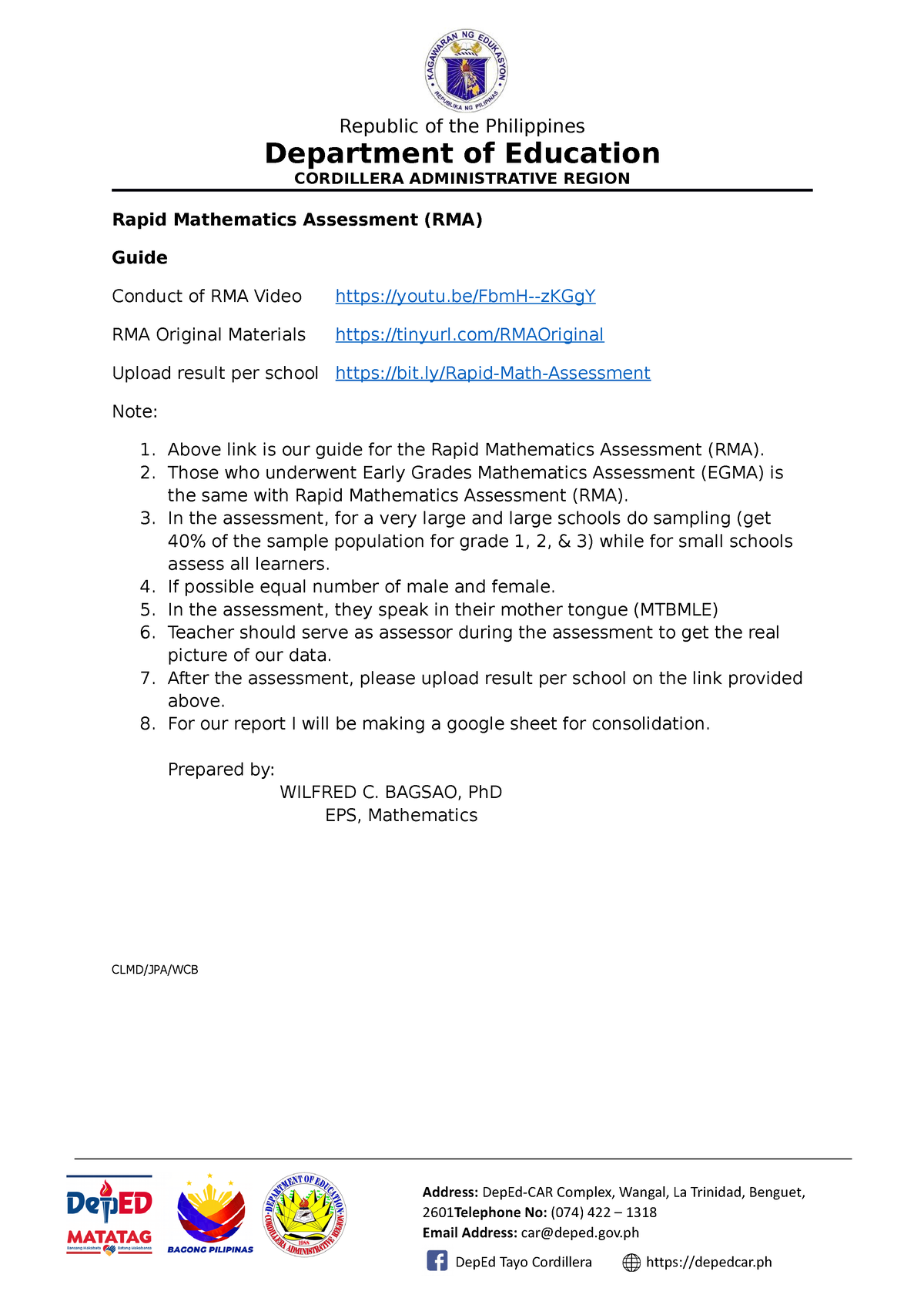 RMA-Guide - RAPID MATH - Address: DepEd-CAR Complex, Wangal, La ...