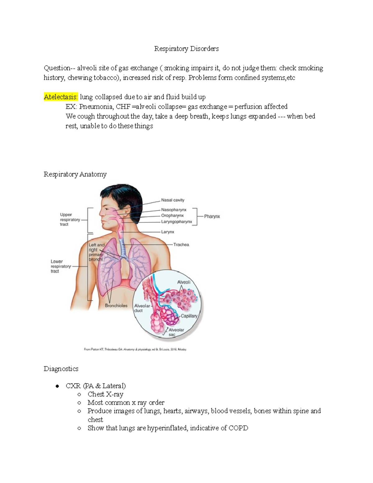 Fundamentals #8 - Usfca Nursing Fall 2020 Lecture Notes - Respiratory 