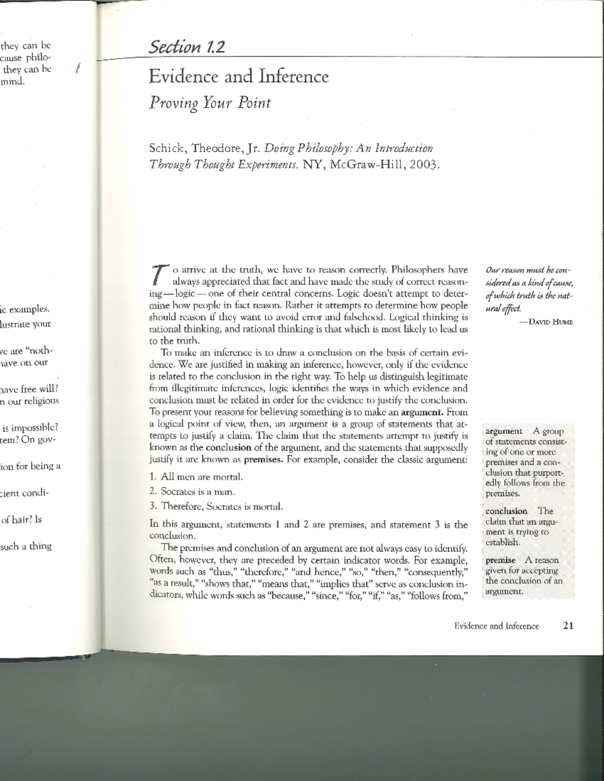 Schick 1.2 Evidence and Inference Proving Your Point they can be