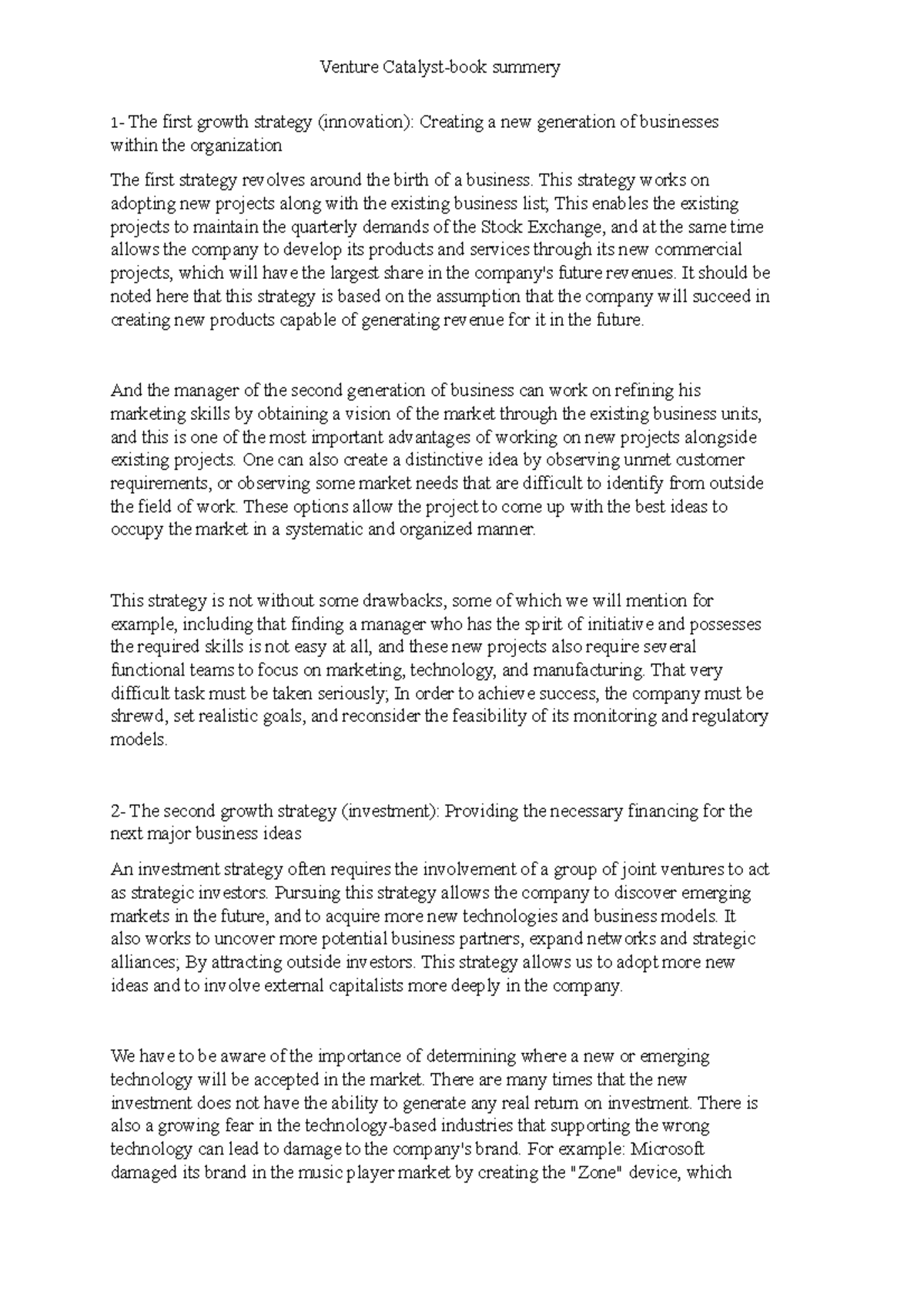 Venture Catalystbook summery This strategy works on adopting new