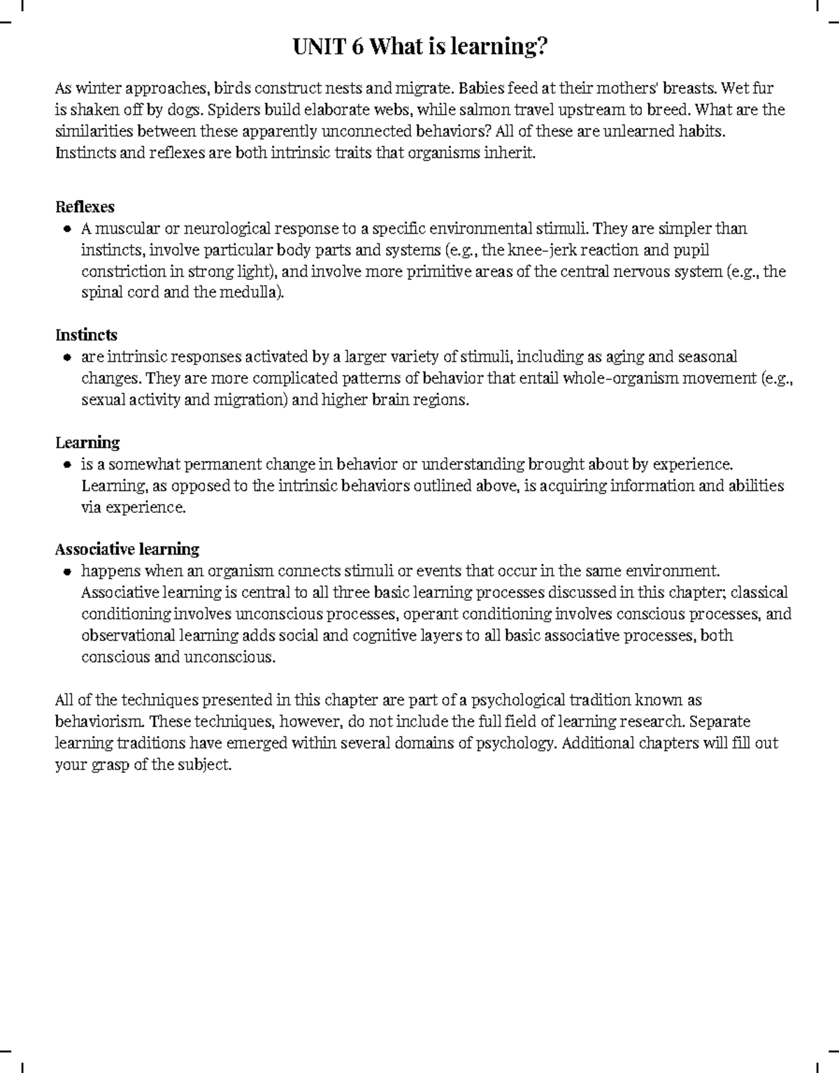 UNIT 6 TO 6.3 ALL ABOUT OPERANT, CLASSICAL CONDITIONING - As winter ...