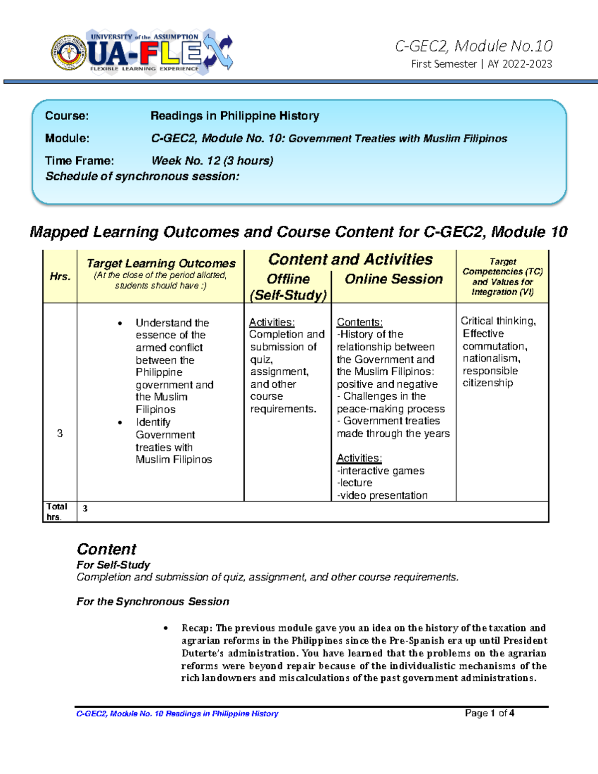 C-GEC2 RPH module 10 - C-GEC2, Module No. First Semester | AY 202 2 ...