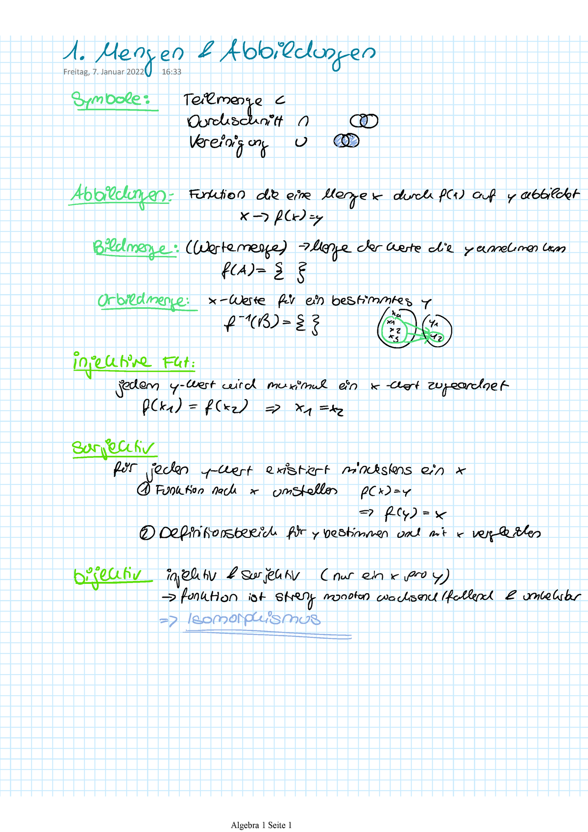 1. Mengen Und Abbildungen - Lineare Algebra - Freitag, 7. Januar 2022 ...