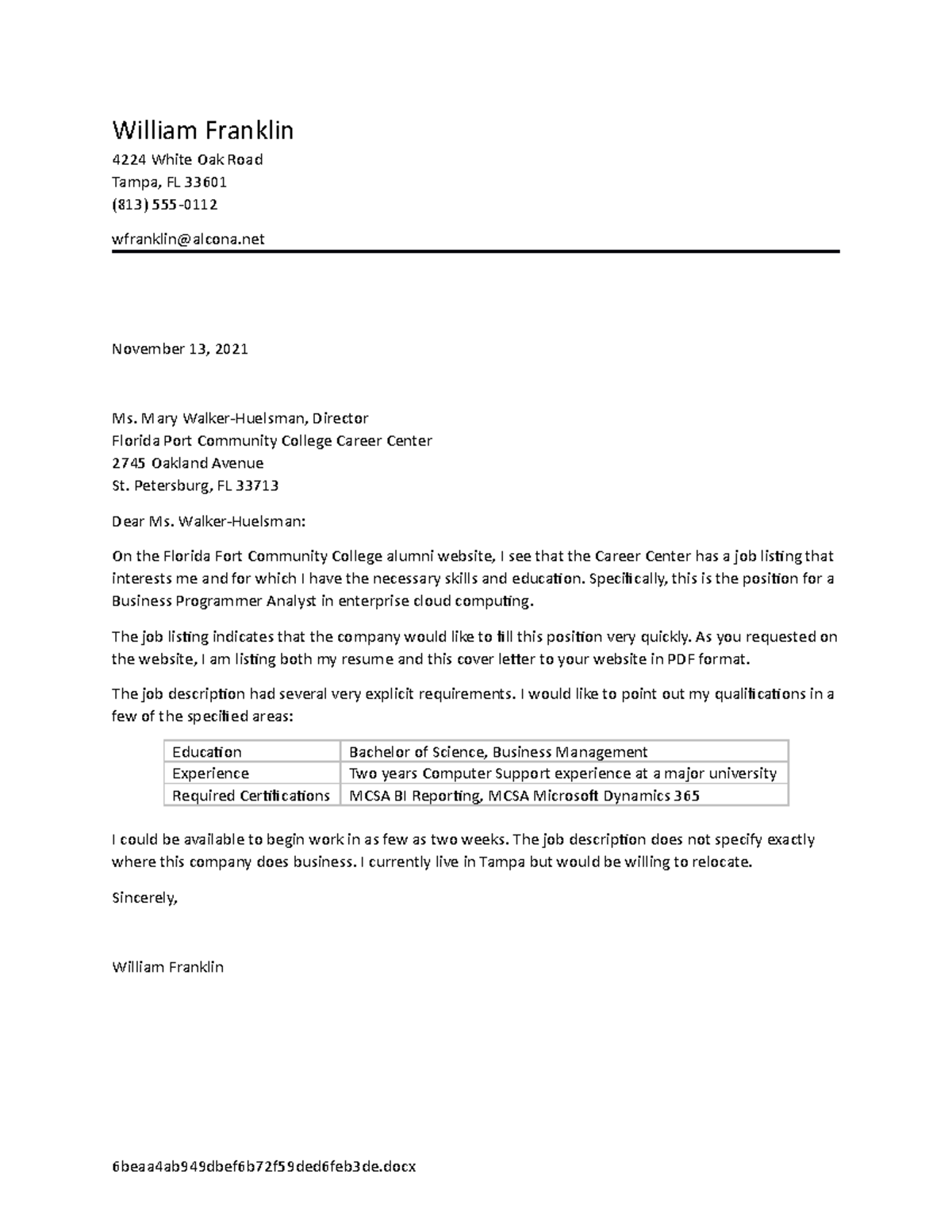 word 2g application letter resume (assessment)