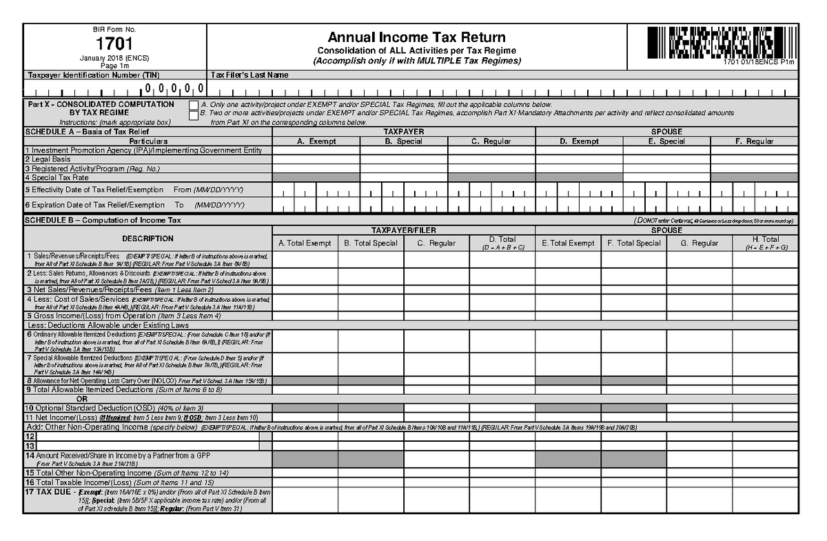 1701 January 2018 Consov 4 - BIR Form No. 1701 January 2018 (ENCS) Page ...