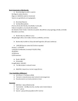 BIO 103 Test 2 Lecture 1 Notes - BIO 103 Test 2 Lecture 1 Notes The ...