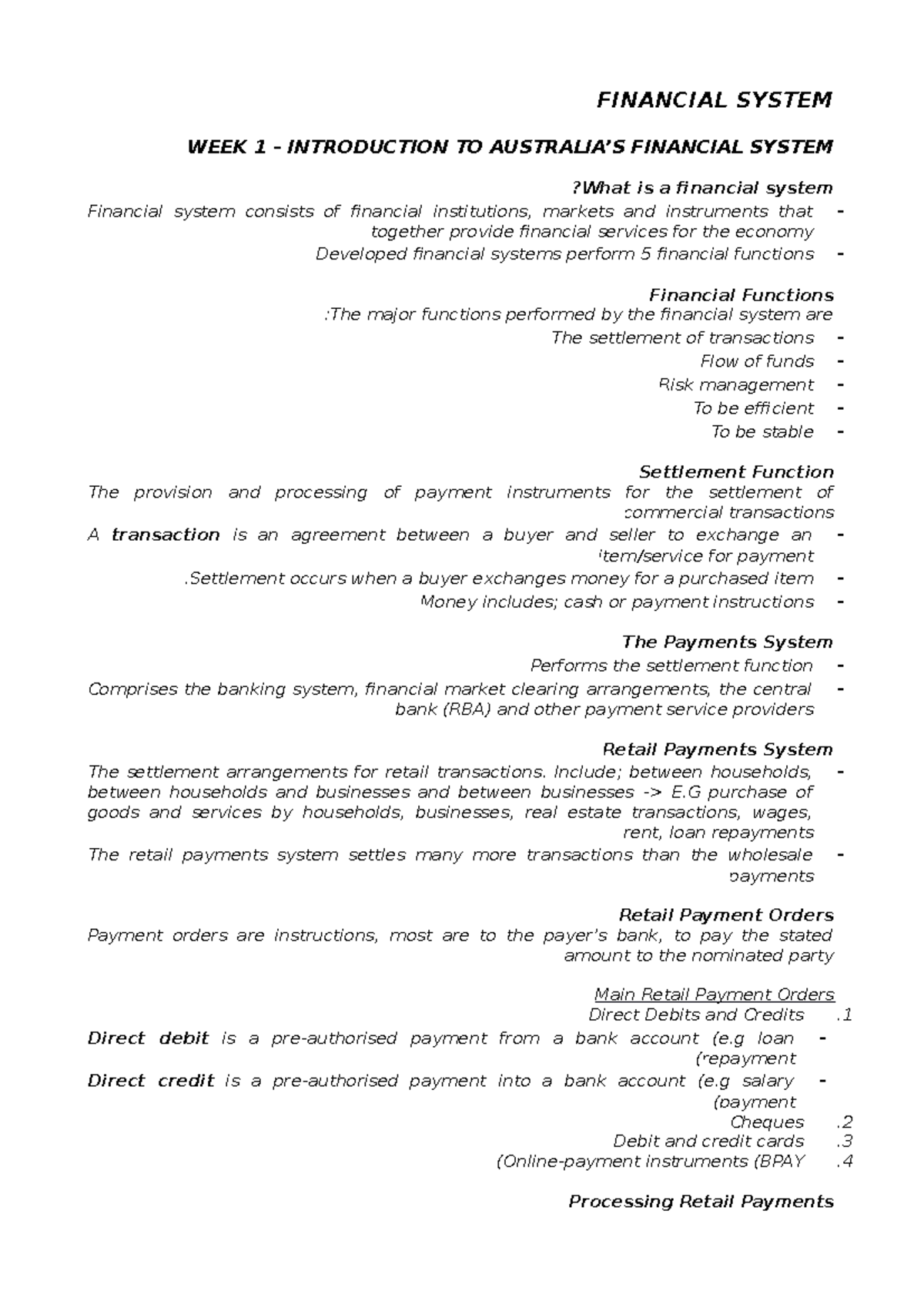 Financial System Notes - 025556 - Studocu