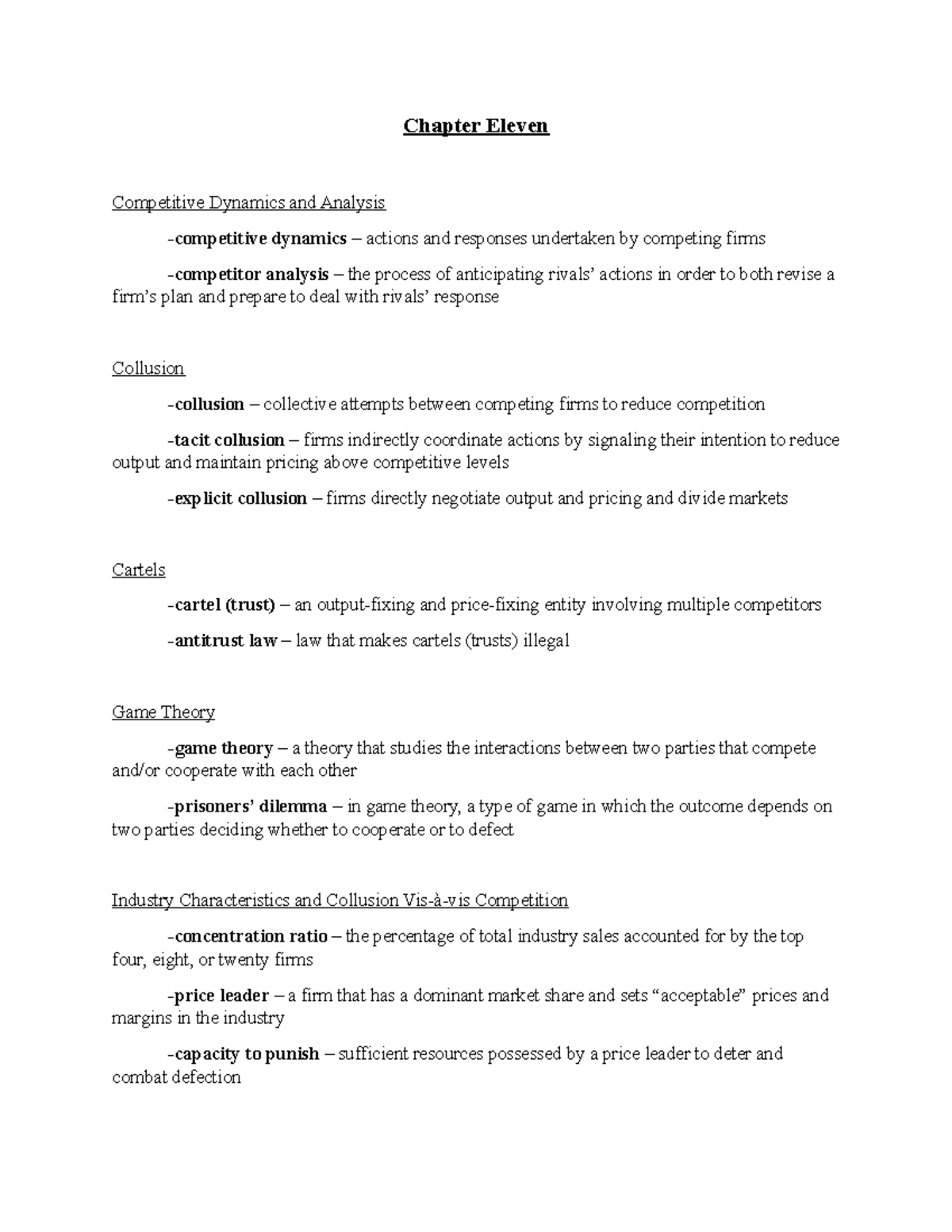 Chapter Eleven Lecture Notes 11 Chapter Eleven Competitive Dynamics Chapter Eleven Lecture Notes 11 Chapter Eleven Competitive Dynamics