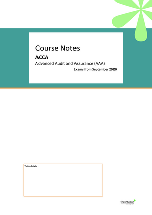 ACCA AAA Revision Notes 2020-21 Dec20version SPi27May - Revision Notes ...