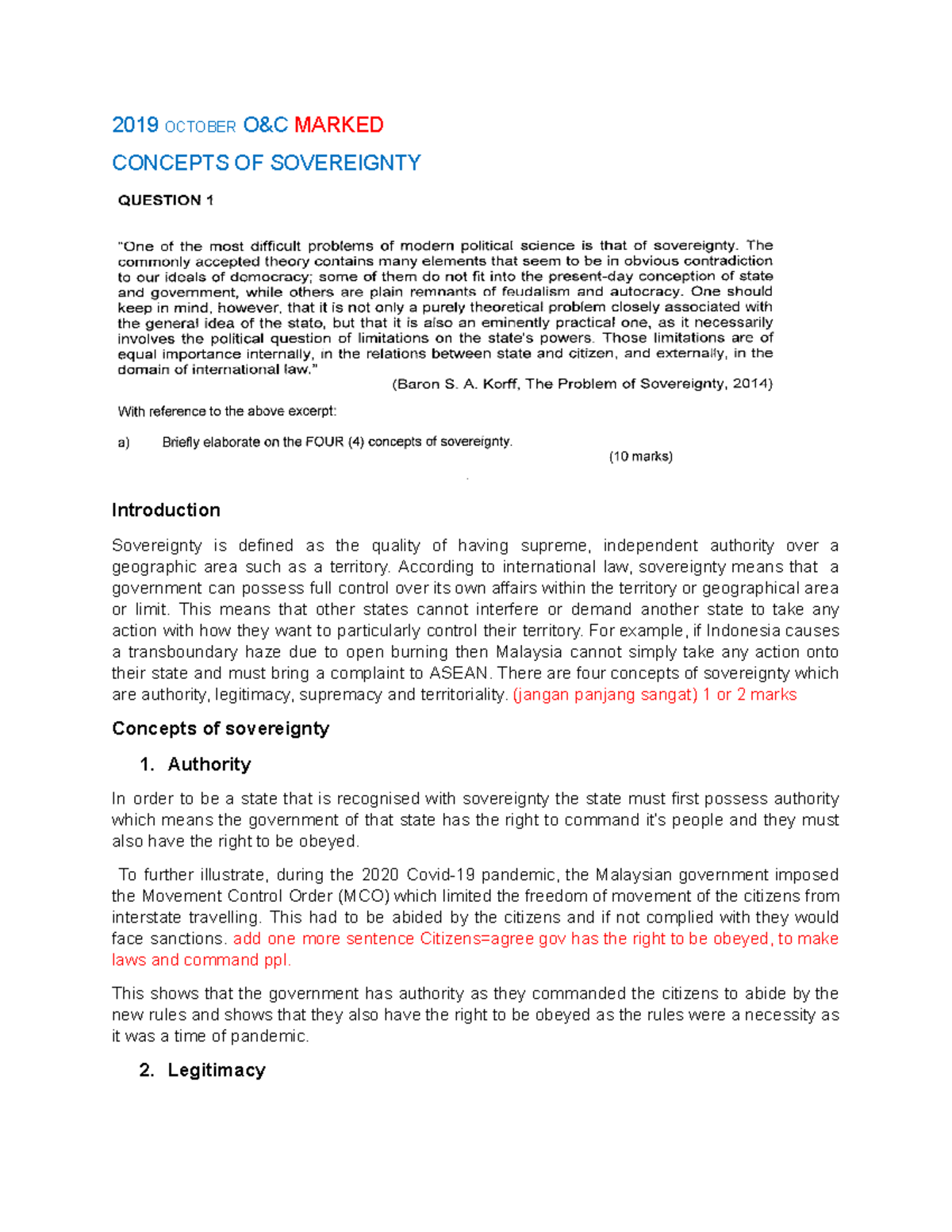 Concept and challenges of sovereignty 2019 OCTOBER O&C MARKED
