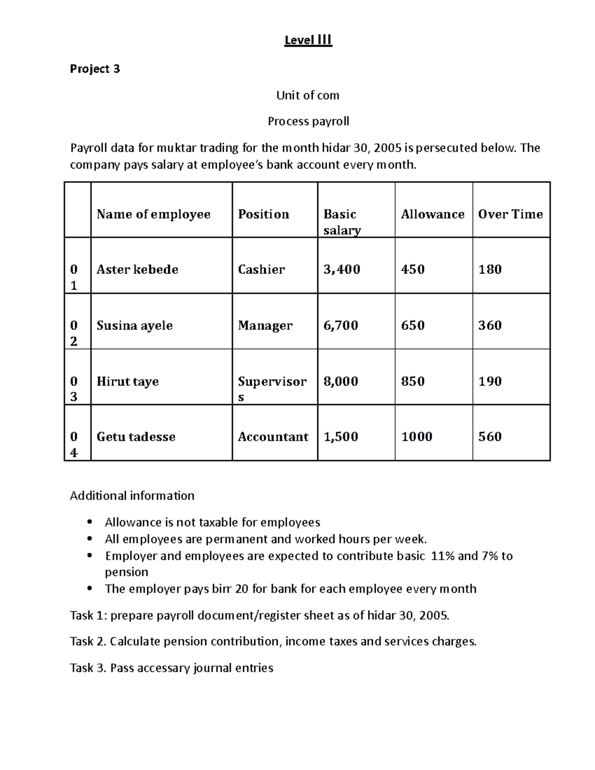 Level III-1 - I want to answer it - Level III Project 3 Unit of com ...