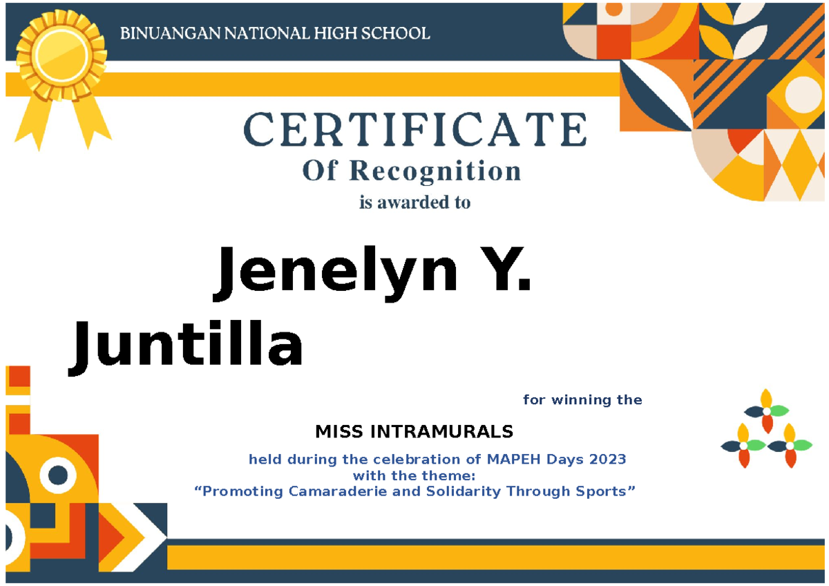 Intramurals Certificate recognition 1 Auto Recovered - Jenelyn Y ...