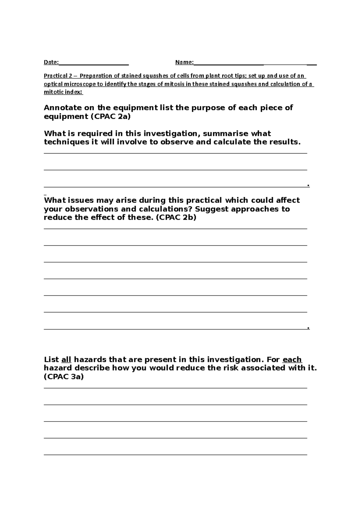 Practical 2 worksheet - Date:_____________________ Name ...