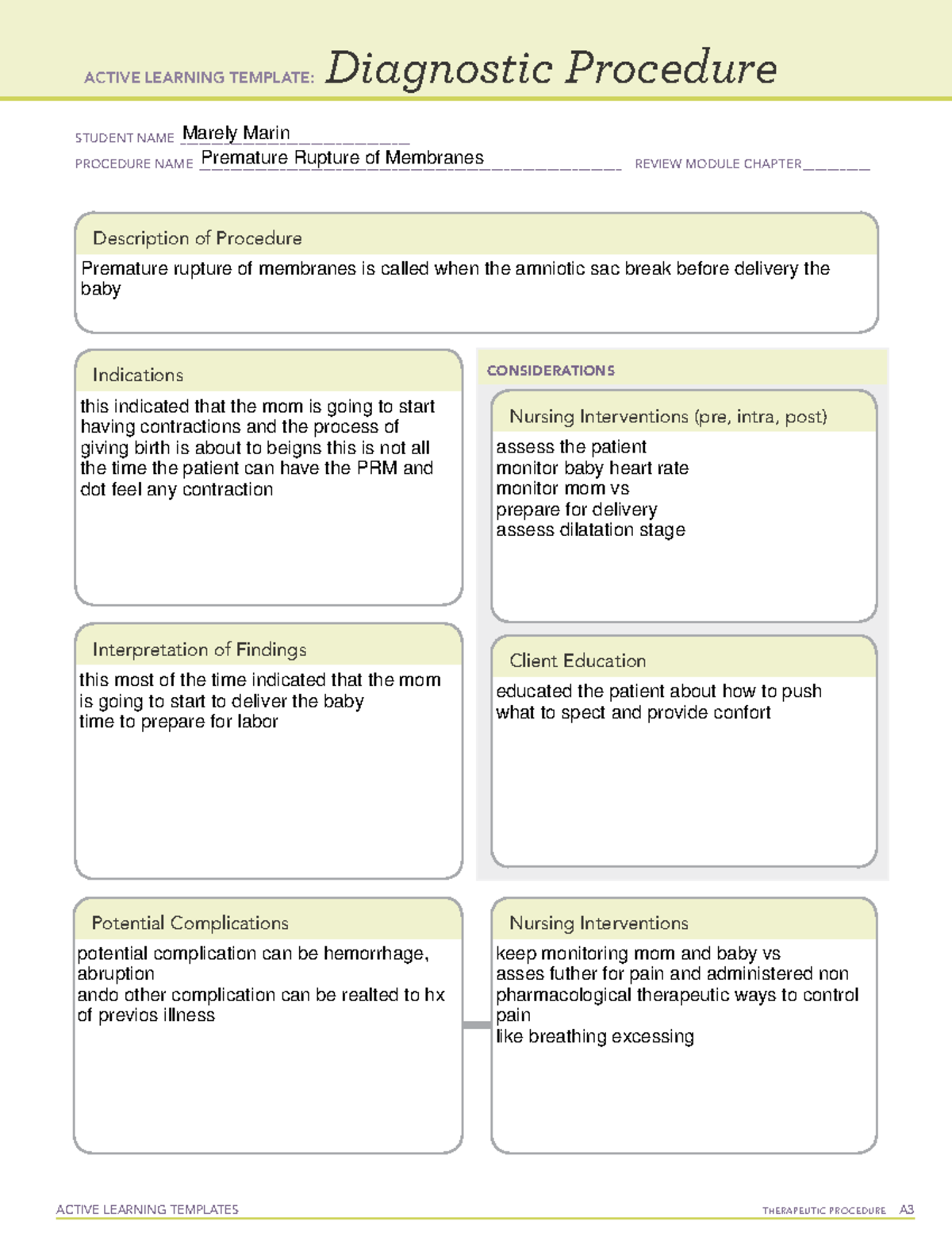 PROM - ati template - ACTIVE LEARNING TEMPLATES TherapeuTic procedure A ...