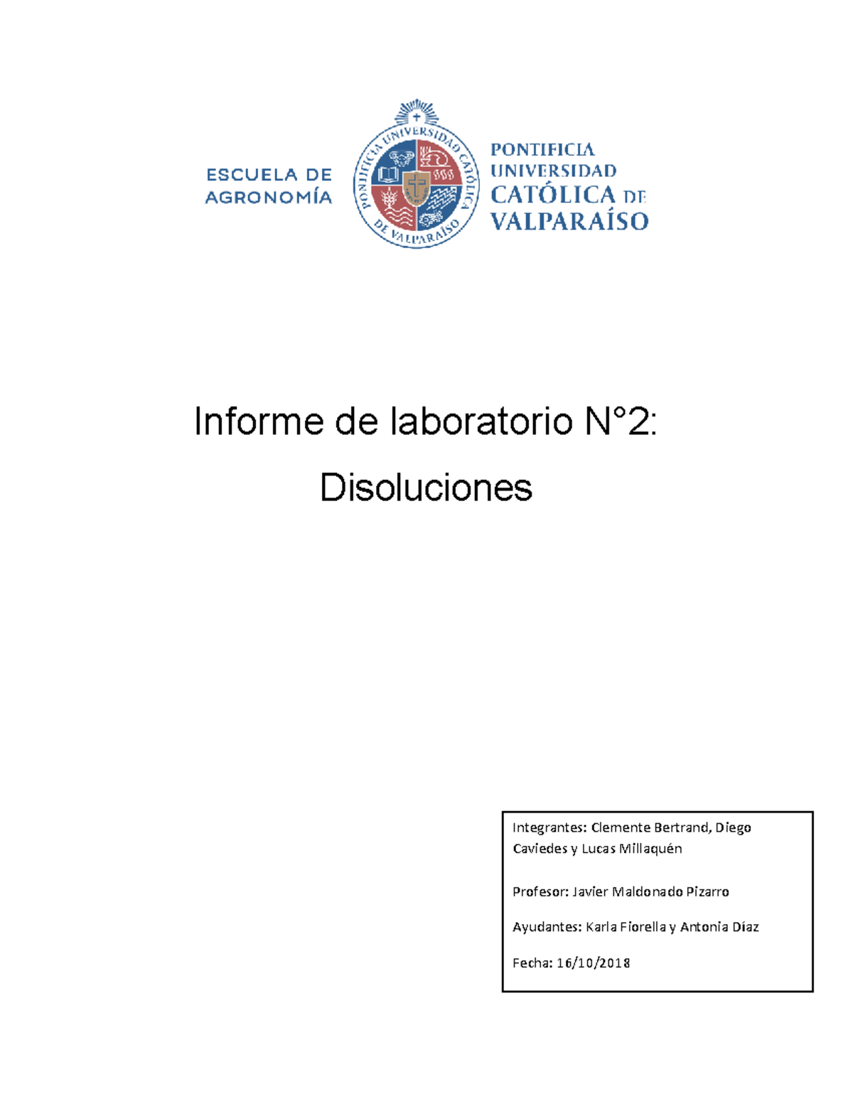 Informe De Química N°2 Bertrand - Caviedes - Millaquén - Informe De ...