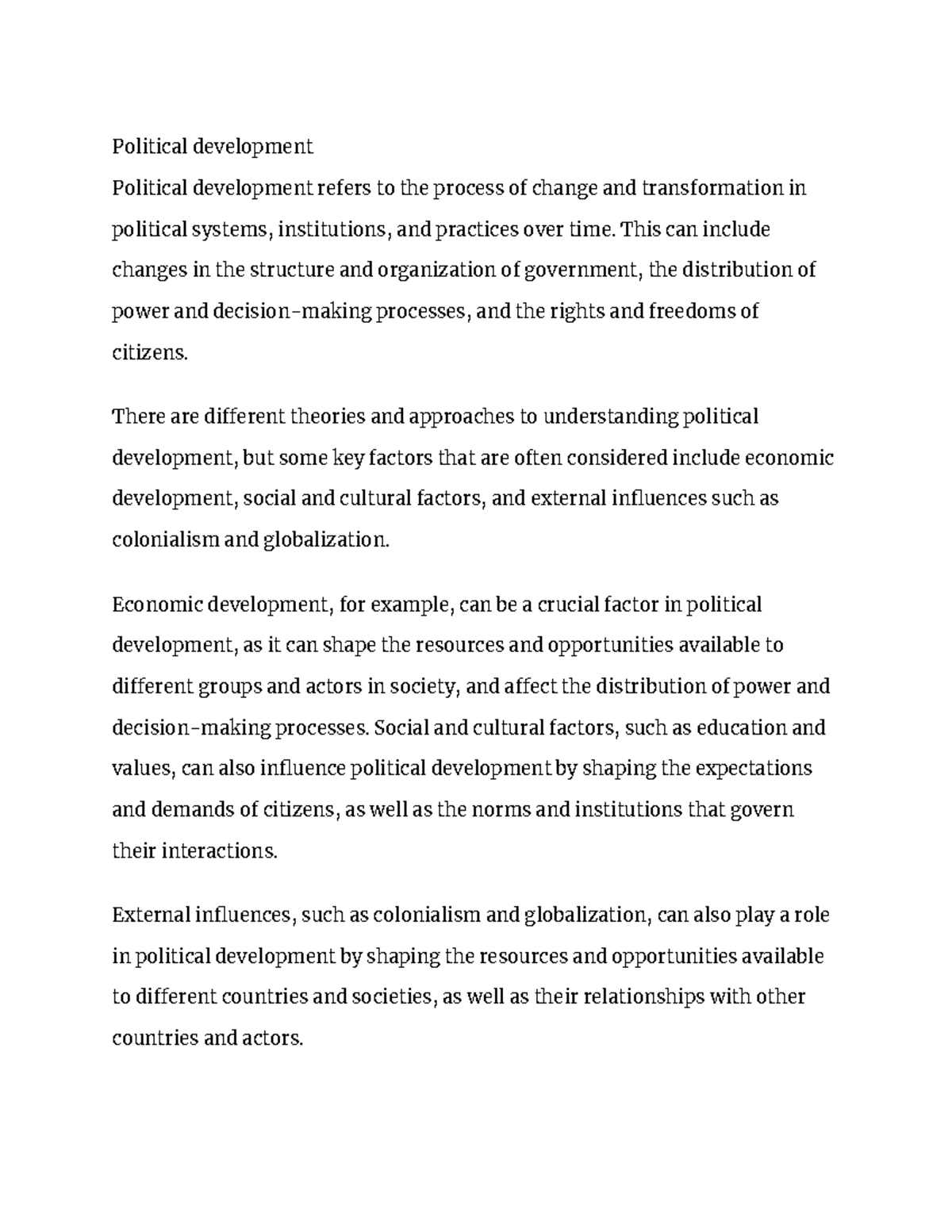 Political sciences(Political development) - Political development ...