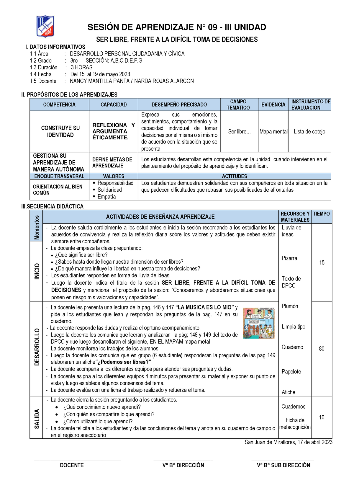 Sesión Nº 1-U3 DPCC 3° - PLANIFICACION CURRICULAR COLEGIADO - SESIÓN DE ...