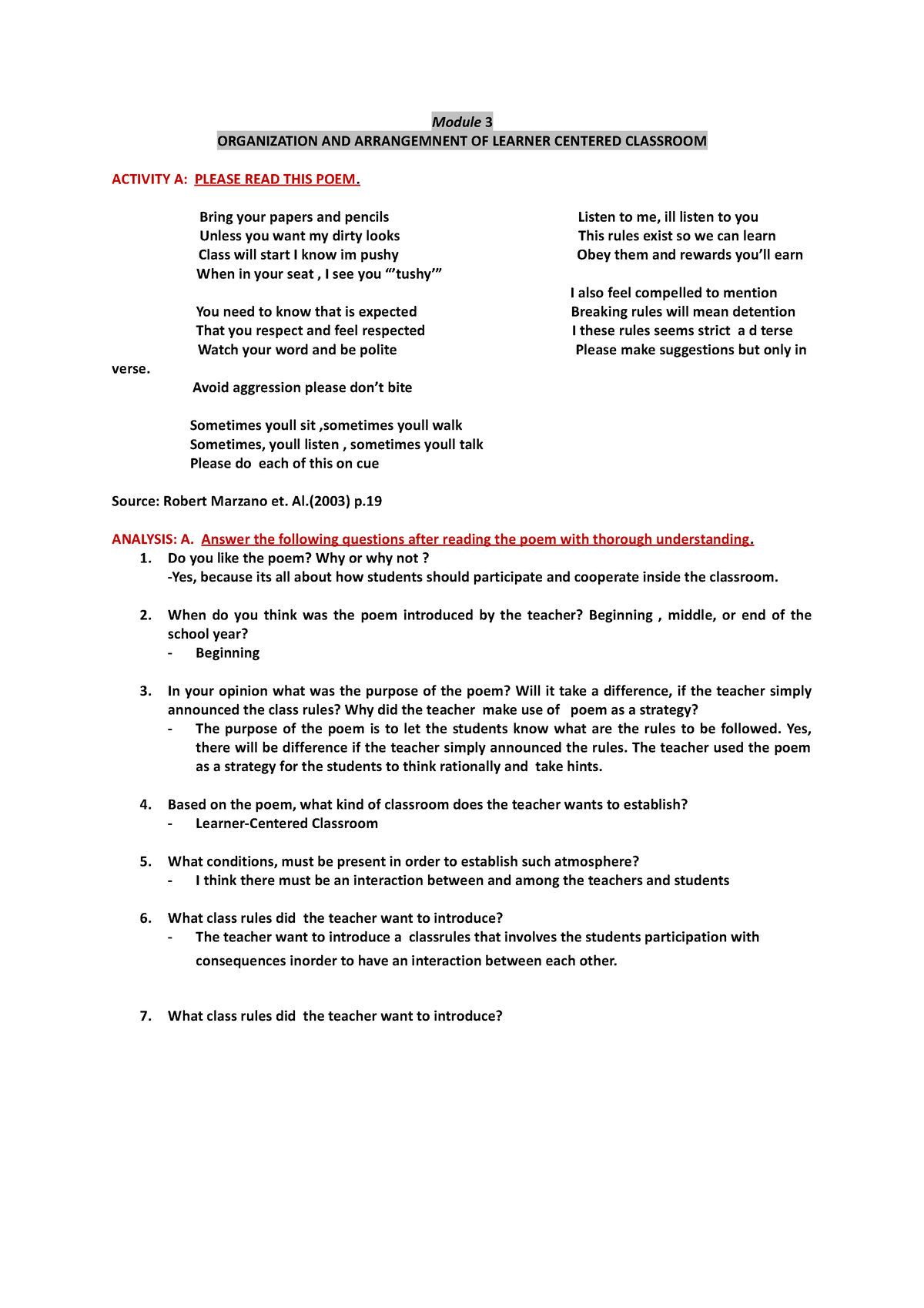 Module 3 Facilitating Learner Centered Teaching Instructor E - Module 3 ...